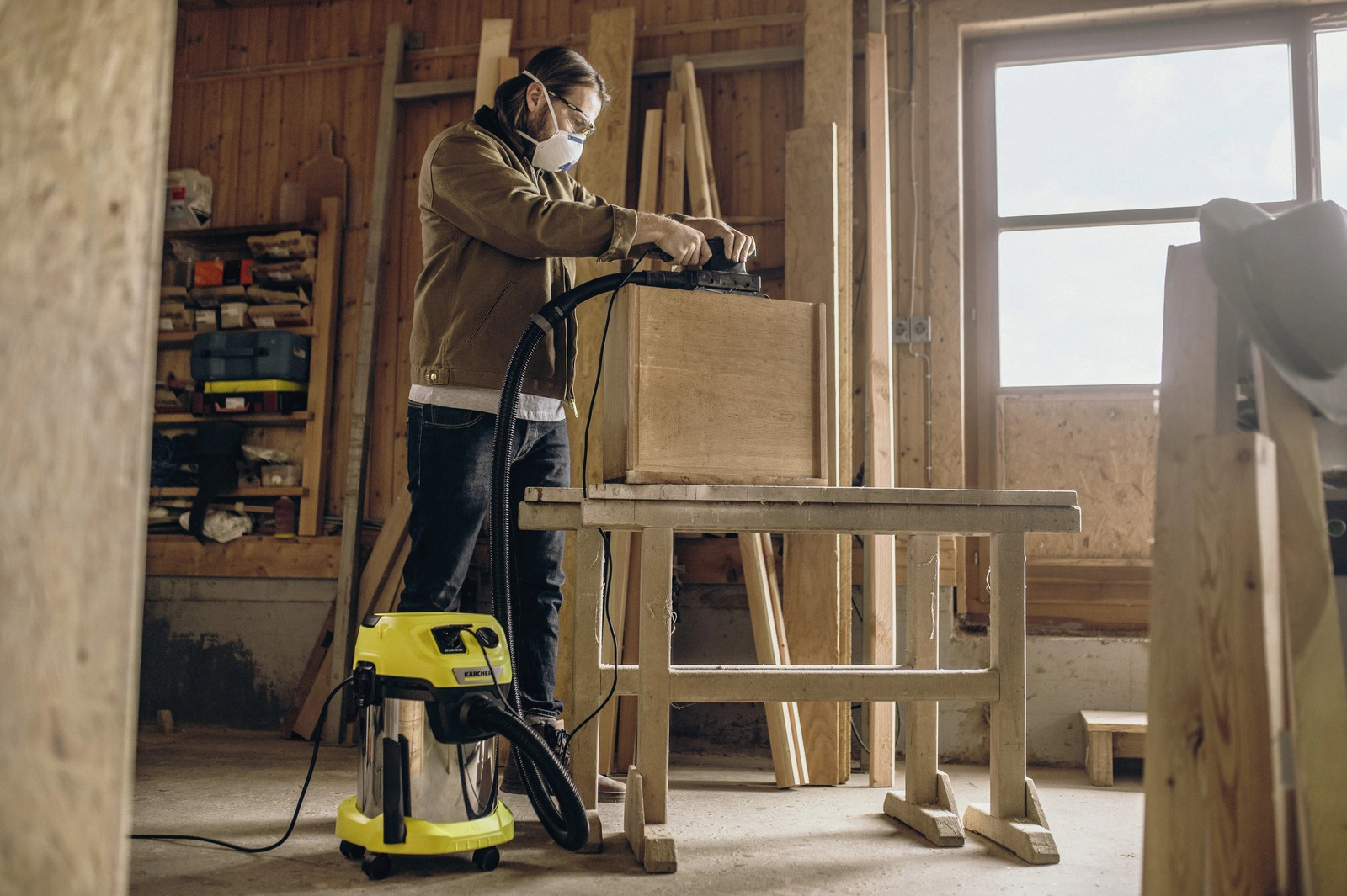 Строительный пылесос Karcher WD 3 P S V-17/4/20 1000Вт (уборка: сухая/влажная/выдув/сбор воды) желтый — миниатюра 2