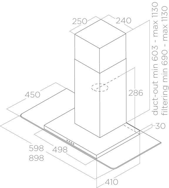 Вытяжка каминная Elica Flat Glass IX/A/90 нержавеющая сталь управление: кнопочное (1 мотор) — миниатюра 2