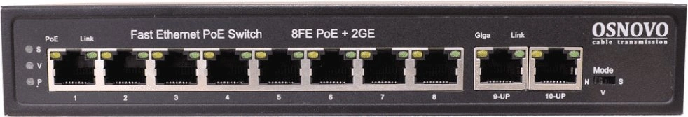 Коммутатор Osnovo SW-20820(120W) (L2) 8x100Мбит/с 2x1Гбит/с 8PoE 120W неуправляемый — миниатюра 2