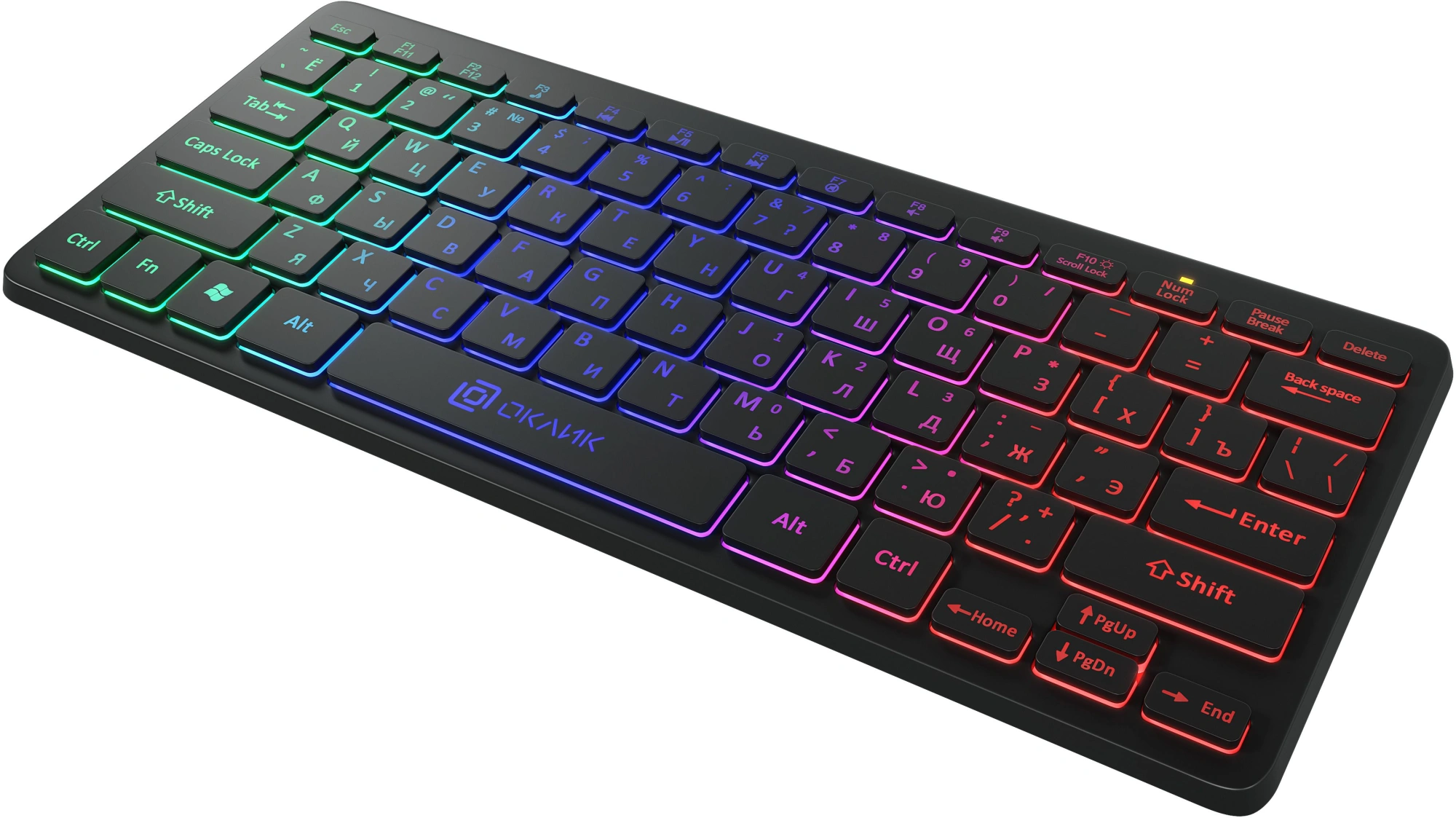 Клавиатура Оклик 300S черный USB slim LED (1696461) кабель 1.6м — миниатюра 6