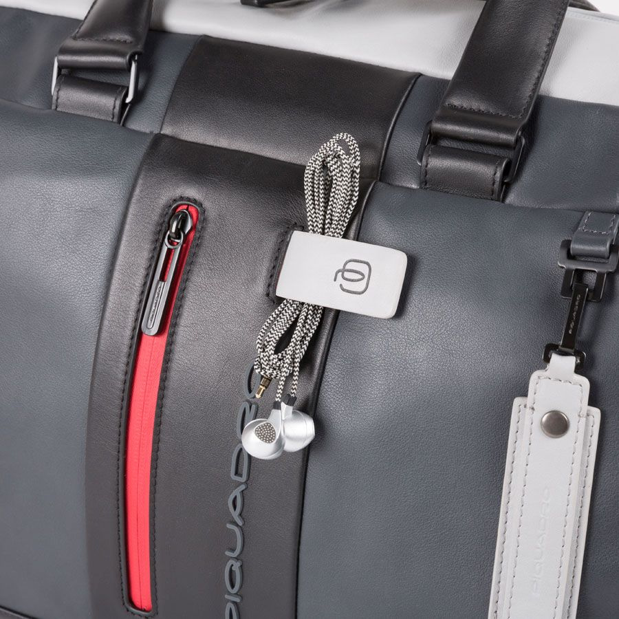 Сумка дорожная Piquadro Urban BV4447UB00/GRN серая/черная натур.кожа — миниатюра 3