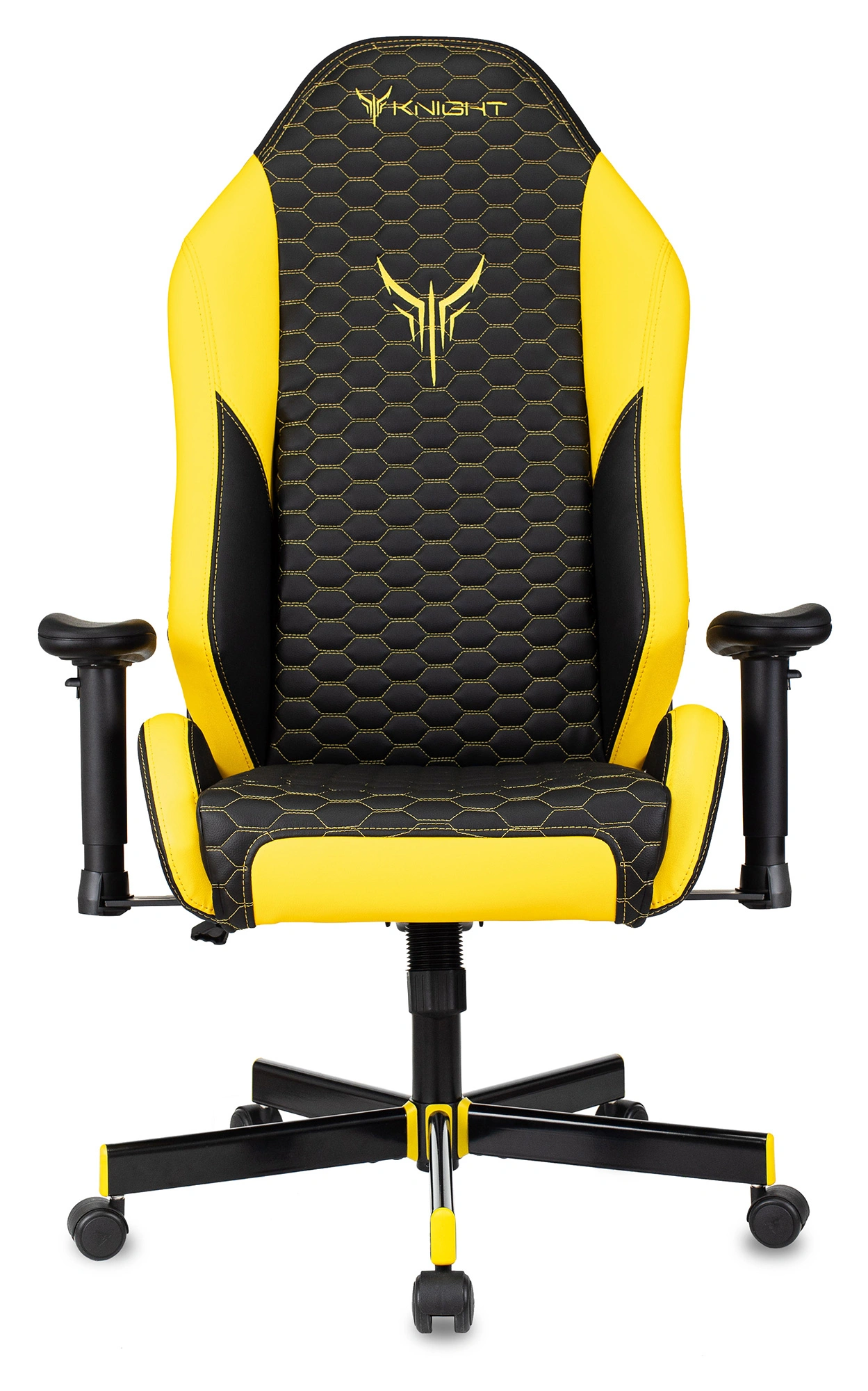 Кресло игровое Knight Neon черный/желтый соты экокожа с подголов. крестов. металл — миниатюра 11