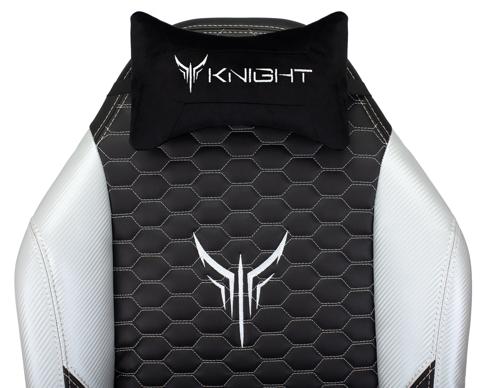 Кресло игровое Knight Neon черный/серебряный соты экокожа с подголов. крестов. металл — миниатюра 11