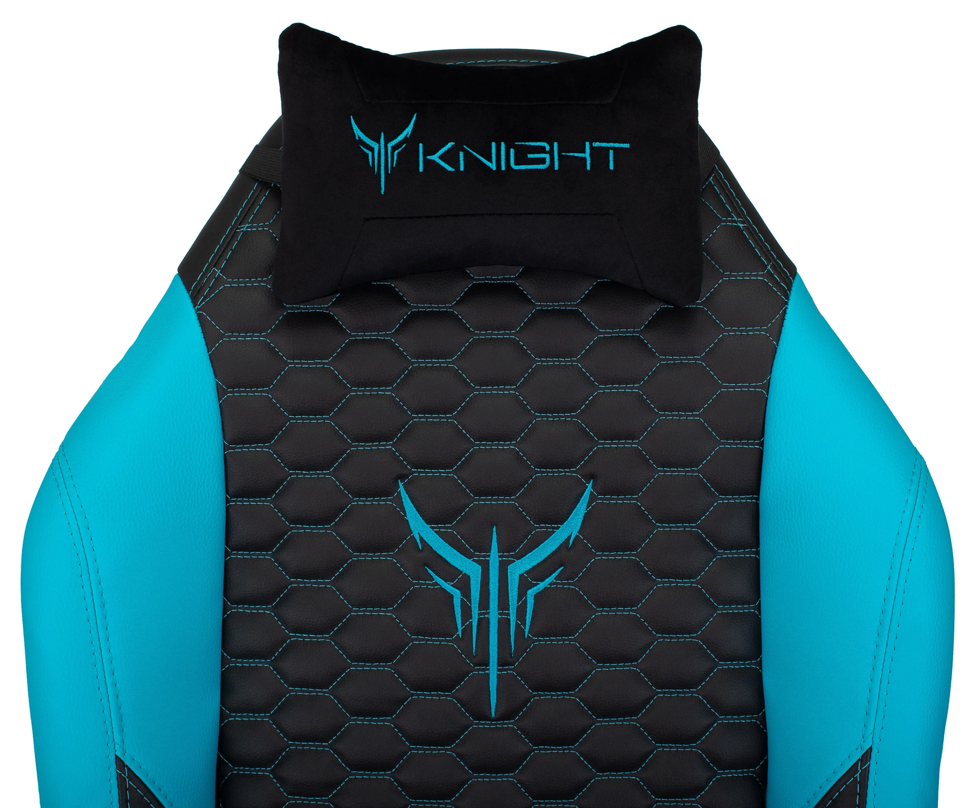 Кресло игровое Knight Neon черный/голубой соты экокожа с подголов. крестов. металл — миниатюра 11