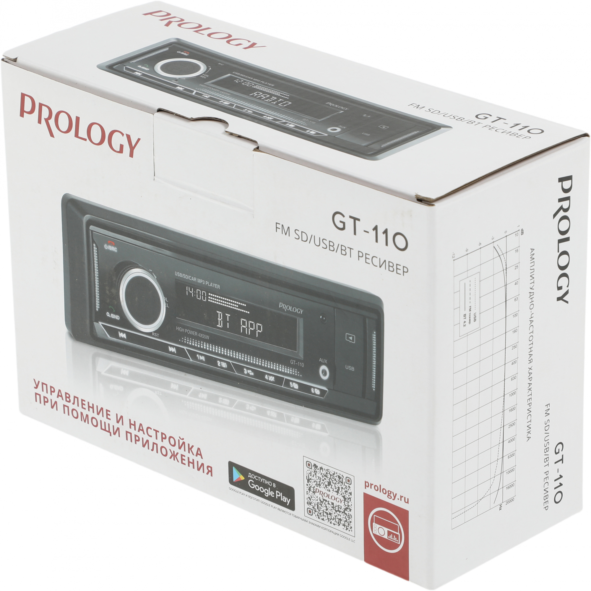 Автомагнитола Prology GT-110 1DIN 4x55Вт v4.2 (PRGT110) — фото 1