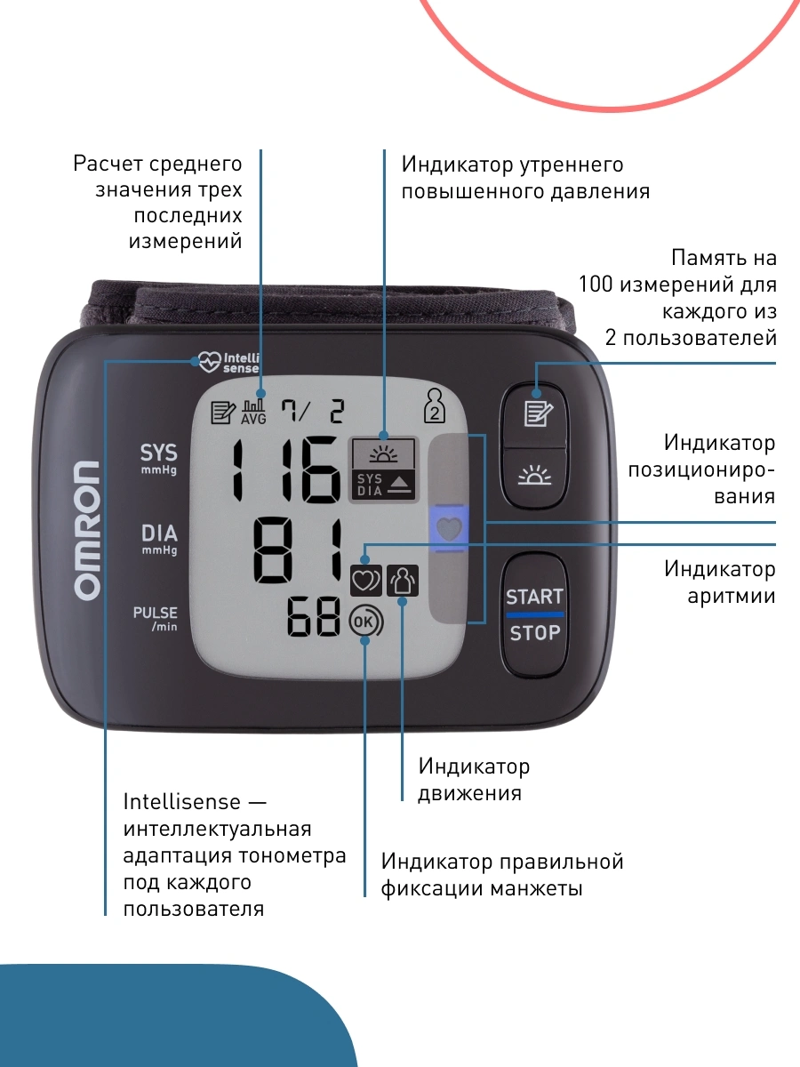 Тонометр запястный Omron RS7 Intelli IT — миниатюра 13