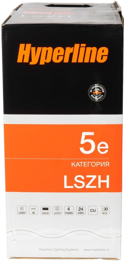 Кабель информационный Hyperline UUTP4-C5E-S24-IN-LSZH-GY-305 кат.5E UTP 4 пары 24AWG LSZH внутренний 305м серый — миниатюра 6
