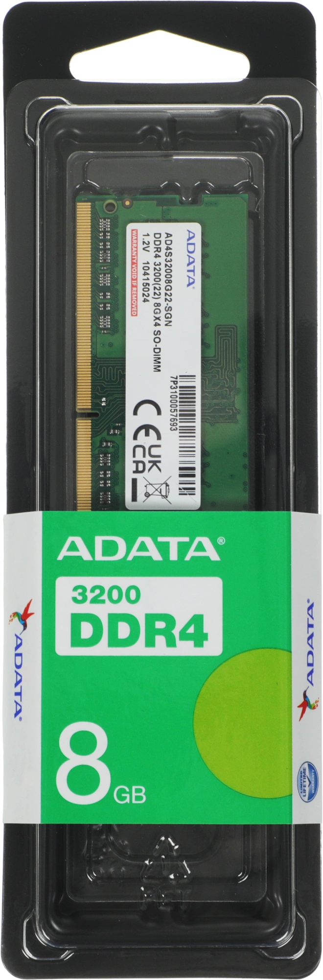 Память DDR4 8Gb 3200MHz A-Data AD4S32008G22-SGN RTL PC4-25600 CL22 SO-DIMM 260-pin 1.2В single rank Ret — миниатюра 4