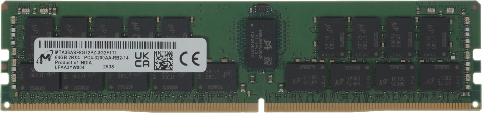 Память DDR4 Crucial MTA36ASF8G72PZ-3G2F1 64Gb RDIMM ECC Reg Non Pull PC4-25600 CL22 3200MHz — фото 1