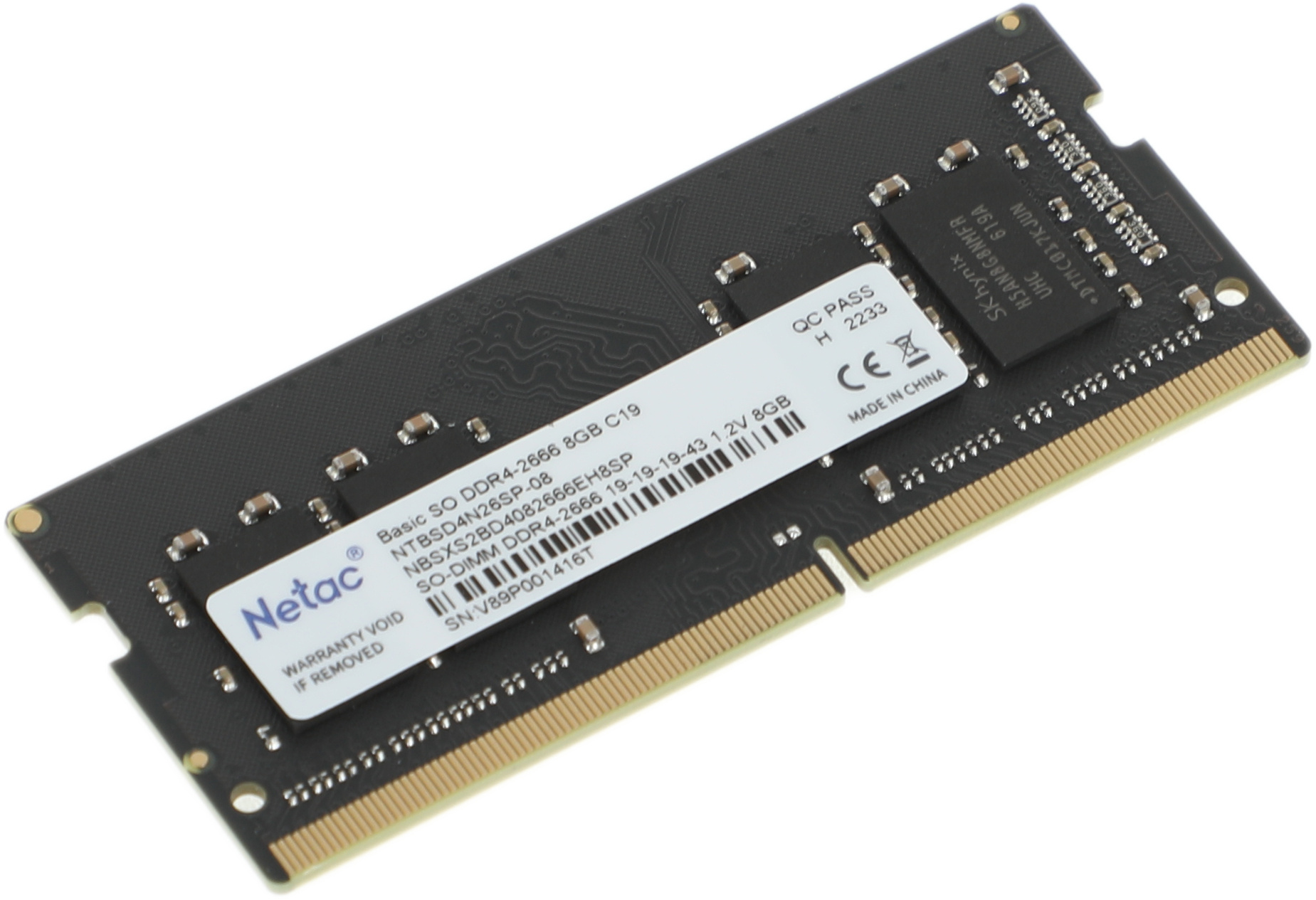 Память DDR4 8Gb 2666MHz Netac NTBSD4N26SP-08 Basic RTL PC4-21300 CL19 SO-DIMM 260-pin 1.2В single rank Ret — миниатюра 2