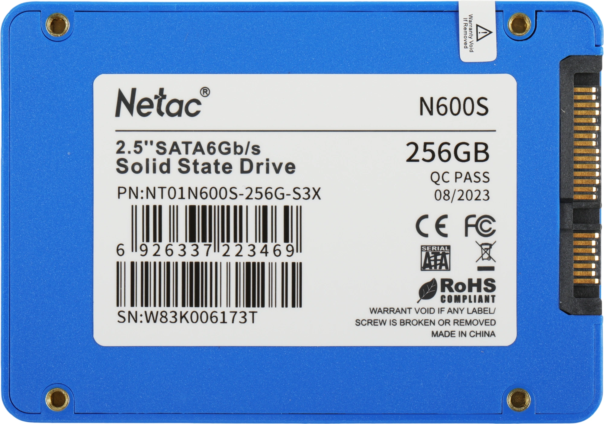 Накопитель SSD Netac SATA-III 256GB NT01N600S-256G-S3X N600S 2.5" — миниатюра 4