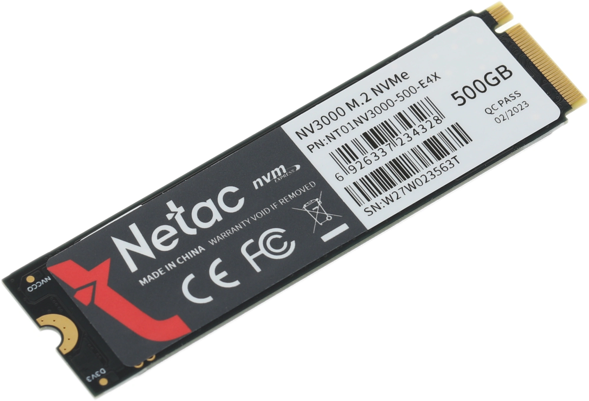 Накопитель SSD Netac PCIe 3.0 x4 500GB NT01NV3000-500-E4X NV3000 M.2 2280 — миниатюра 4