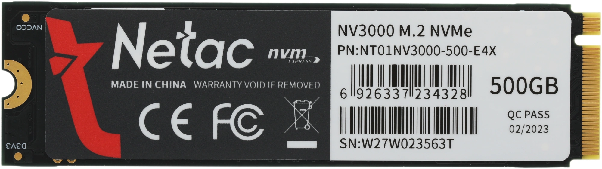 Накопитель SSD Netac PCIe 3.0 x4 500GB NT01NV3000-500-E4X NV3000 M.2 2280 — миниатюра 5