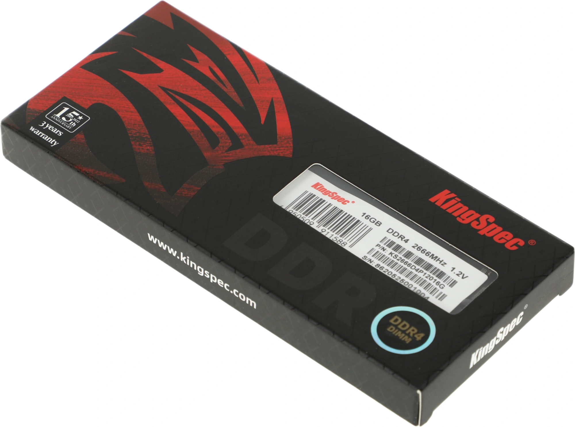 Память DDR4 16GB 2666MHz Kingspec KS2666D4P12016G RTL PC4-21300 CL18 DIMM UDIMM 288-pin 1.2В single rank Ret