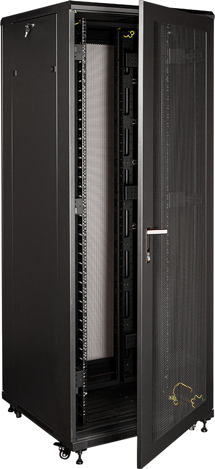 Шкаф серверный Lanmaster Business (TWT-CBB-47U-8X12-P1) напольный 47U 800x1200мм пер.дв.перфор. задн.дв.перфор.2-хст. 2 бок.пан. 800кг черный 1126мм 142.2кг 2277мм IP20 сталь — миниатюра 2