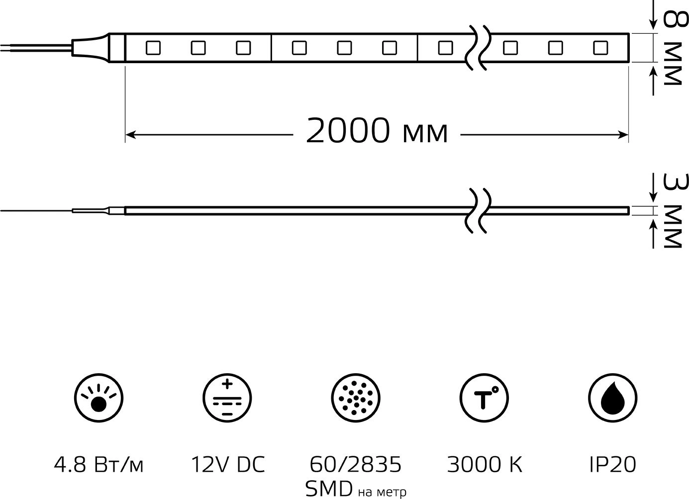 Лента светодиод. Gauss Basic 2м (BT003) — миниатюра 3
