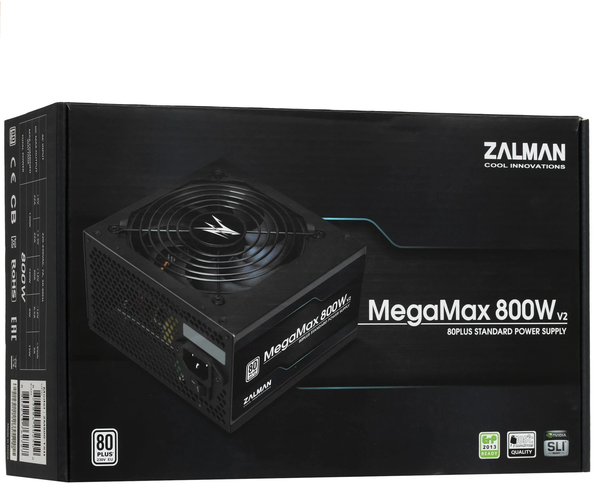 Блок питания Zalman ATX 800W ZM800-TXII V2 80+ (20+4pin) APFC 120mm fan 8xSATA RTL — миниатюра 8