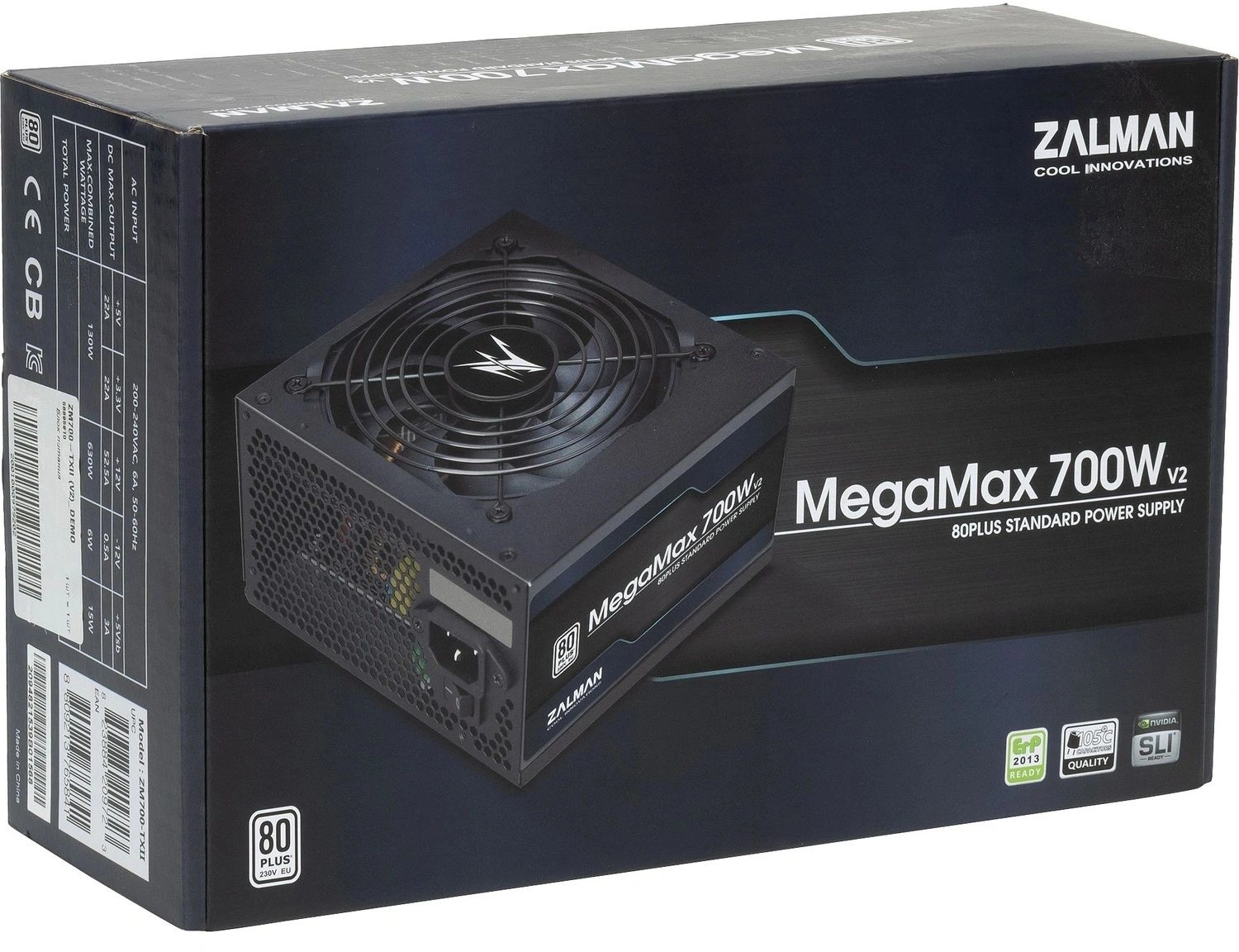 Блок питания Zalman ATX 700W ZM700-TXII V2 80+ 24pin APFC 120mm fan 6xSATA RTL — миниатюра 4