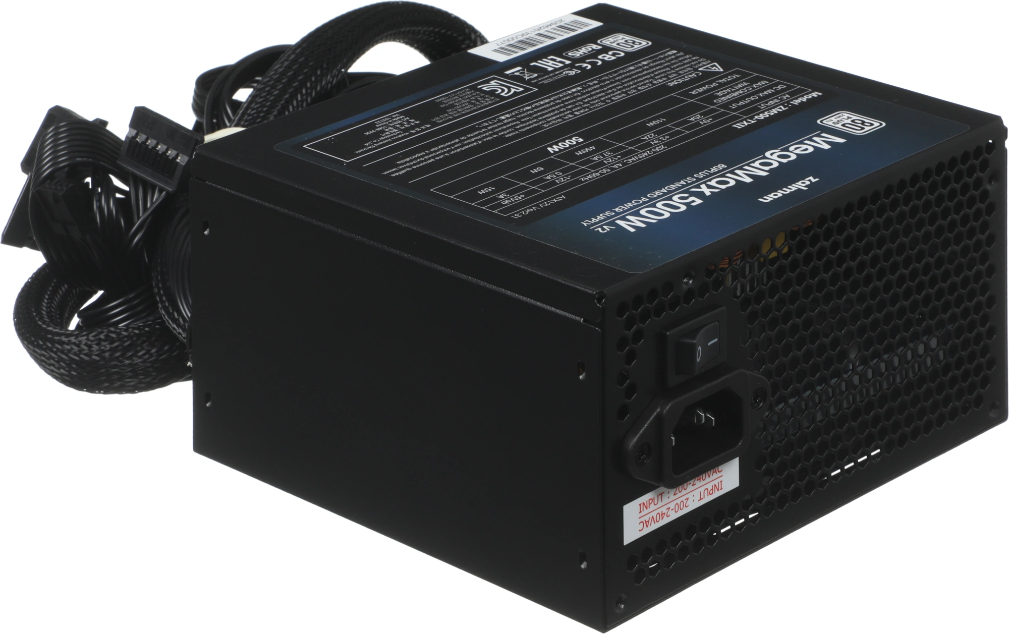 Блок питания Zalman ATX 500W ZM500-TXII V2 80+ (20+4pin) APFC 120mm fan 6xSATA RTL — миниатюра 9