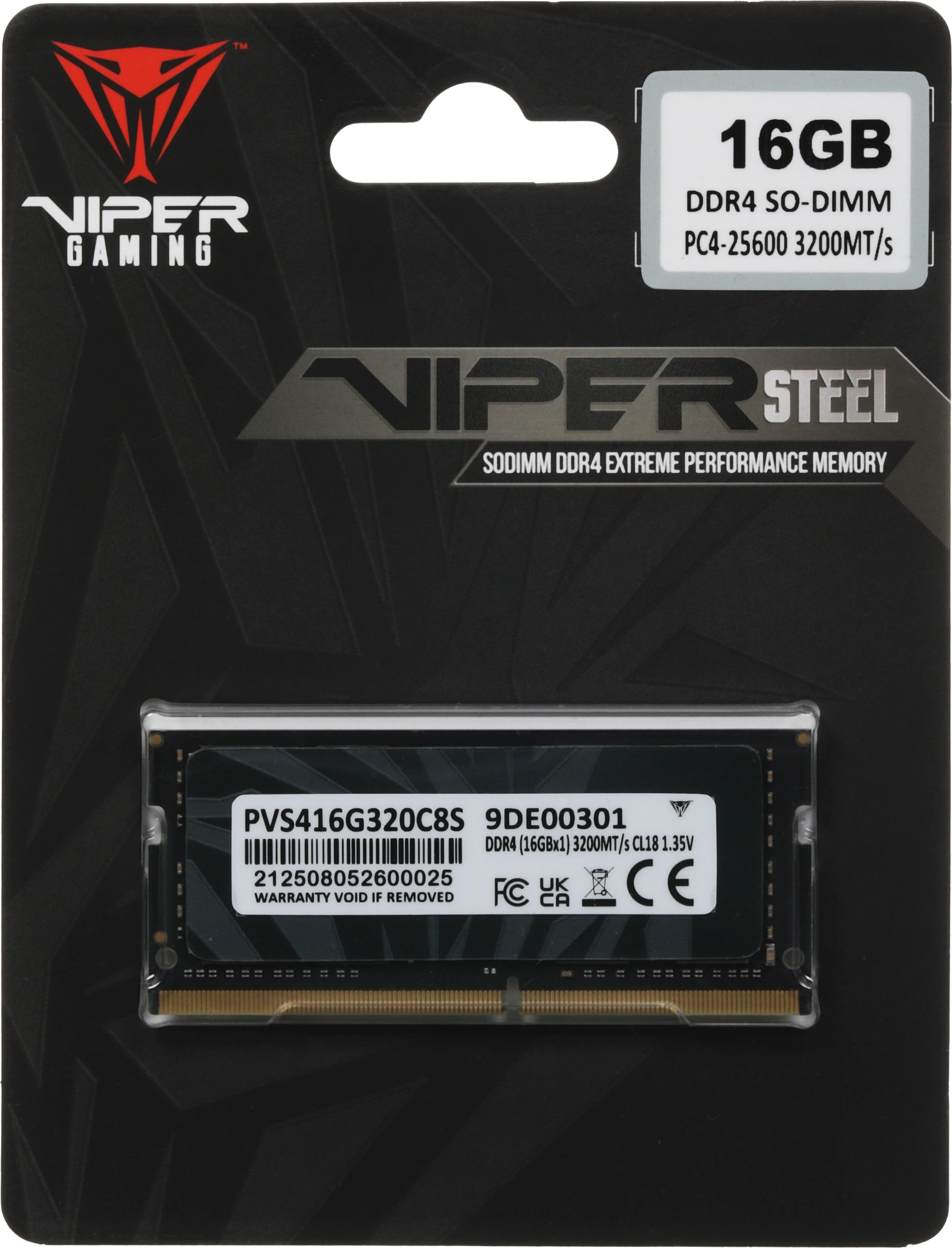 Память DDR4 16GB 3200MHz Patriot PVS416G320C8S Steel Series RTL Gaming PC4-25600 CL22 SO-DIMM 260-pin 1.35В single rank с радиатором Ret — миниатюра 4