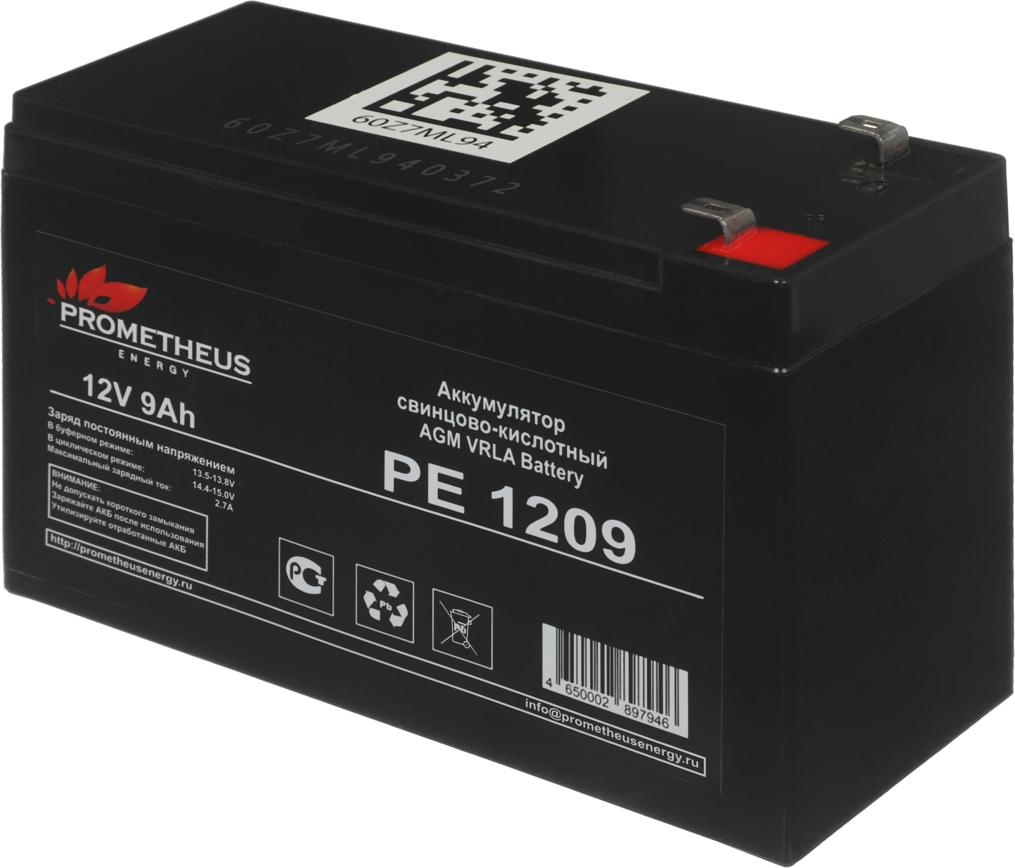 Батарея для ИБП Prometheus Energy PE 1209 12В 9Ач — миниатюра 3