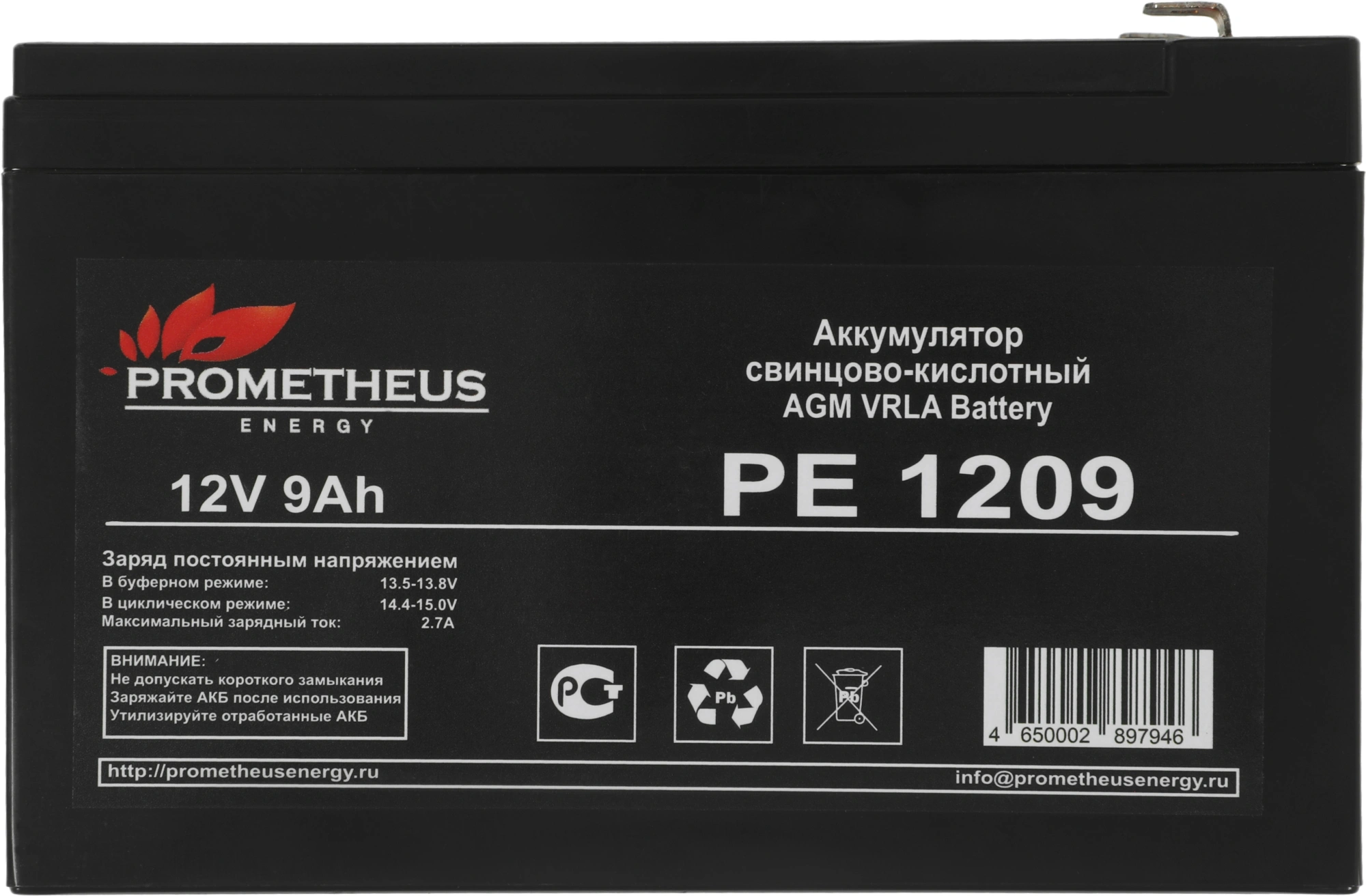 Батарея для ИБП Prometheus Energy PE 1209 12В 9Ач — миниатюра 2