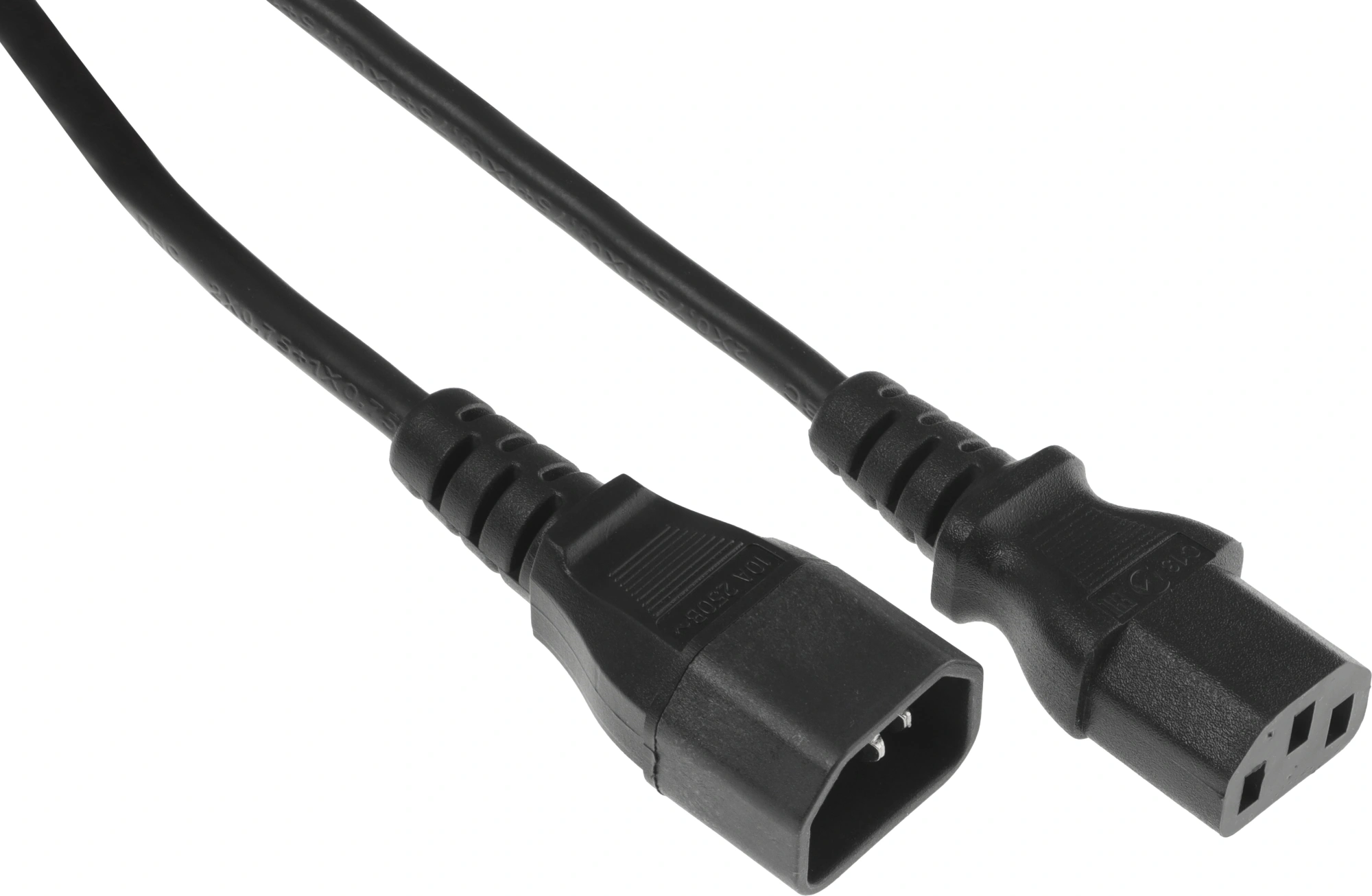 Шнур питания Hyperline PWC-IEC13-IEC14-1.0-BK C13-С14 проводник.:3x0.75мм2 1м 230В 10А (упак.:1шт) черный — миниатюра 3