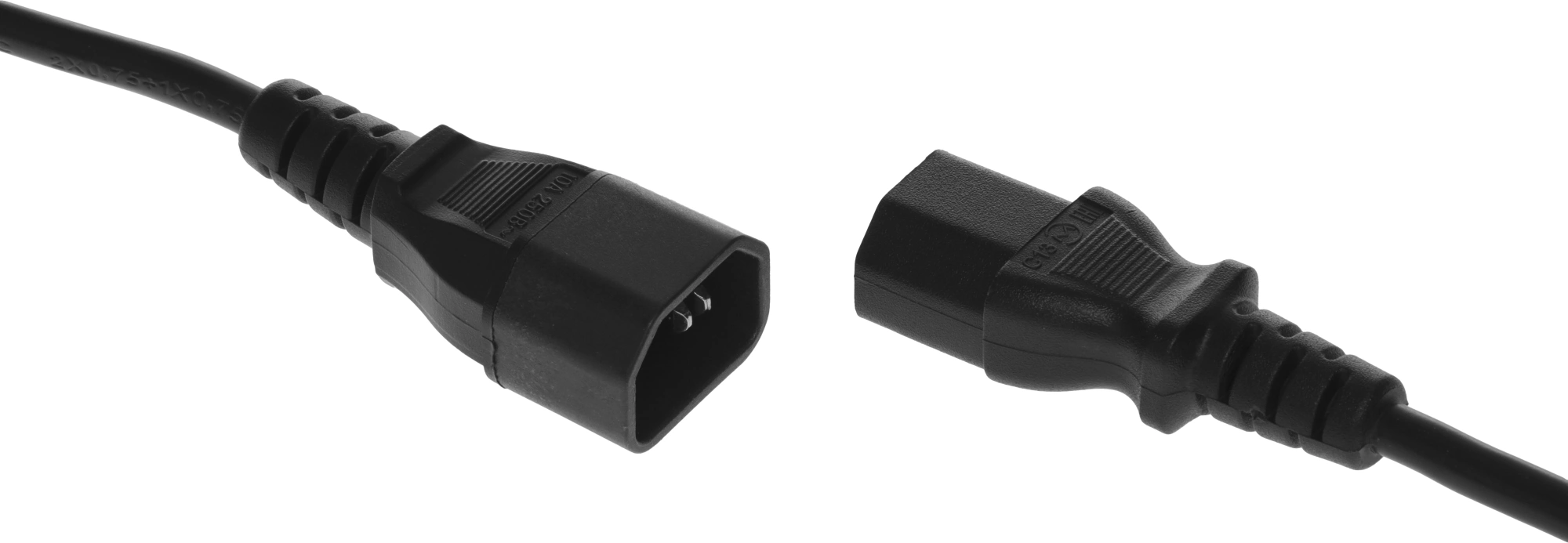 Шнур питания Hyperline PWC-IEC13-IEC14-1.0-BK C13-С14 проводник.:3x0.75мм2 1м 230В 10А (упак.:1шт) черный — миниатюра 4