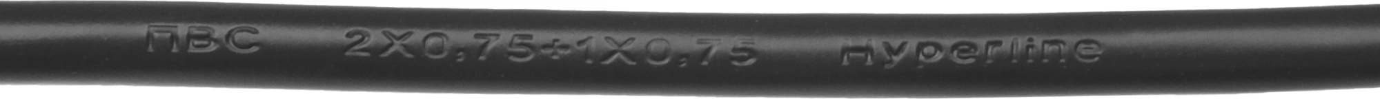 Шнур питания Hyperline PWC-IEC13-IEC14-1.0-BK C13-С14 проводник.:3x0.75мм2 1м 230В 10А (упак.:1шт) черный — миниатюра 5