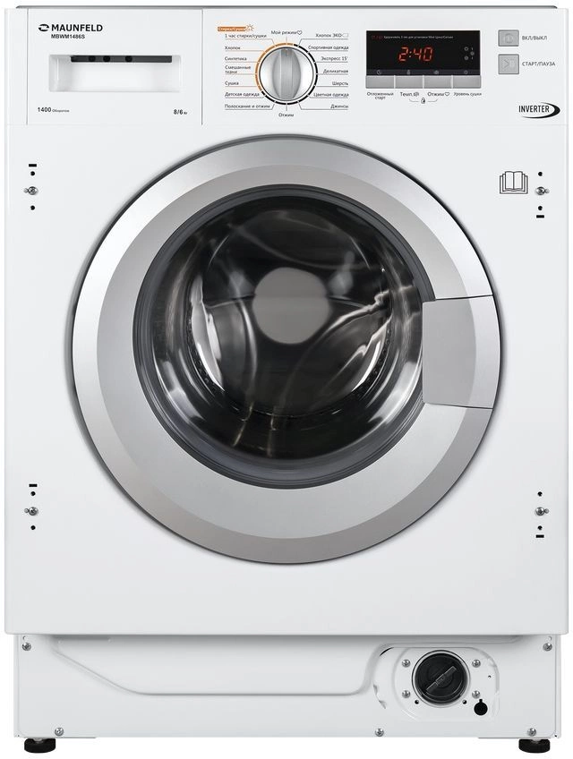 Стиральная машина Maunfeld MBWM1486S класс:A загрузка до 8кг отжим:1400об/мин белый инвертор