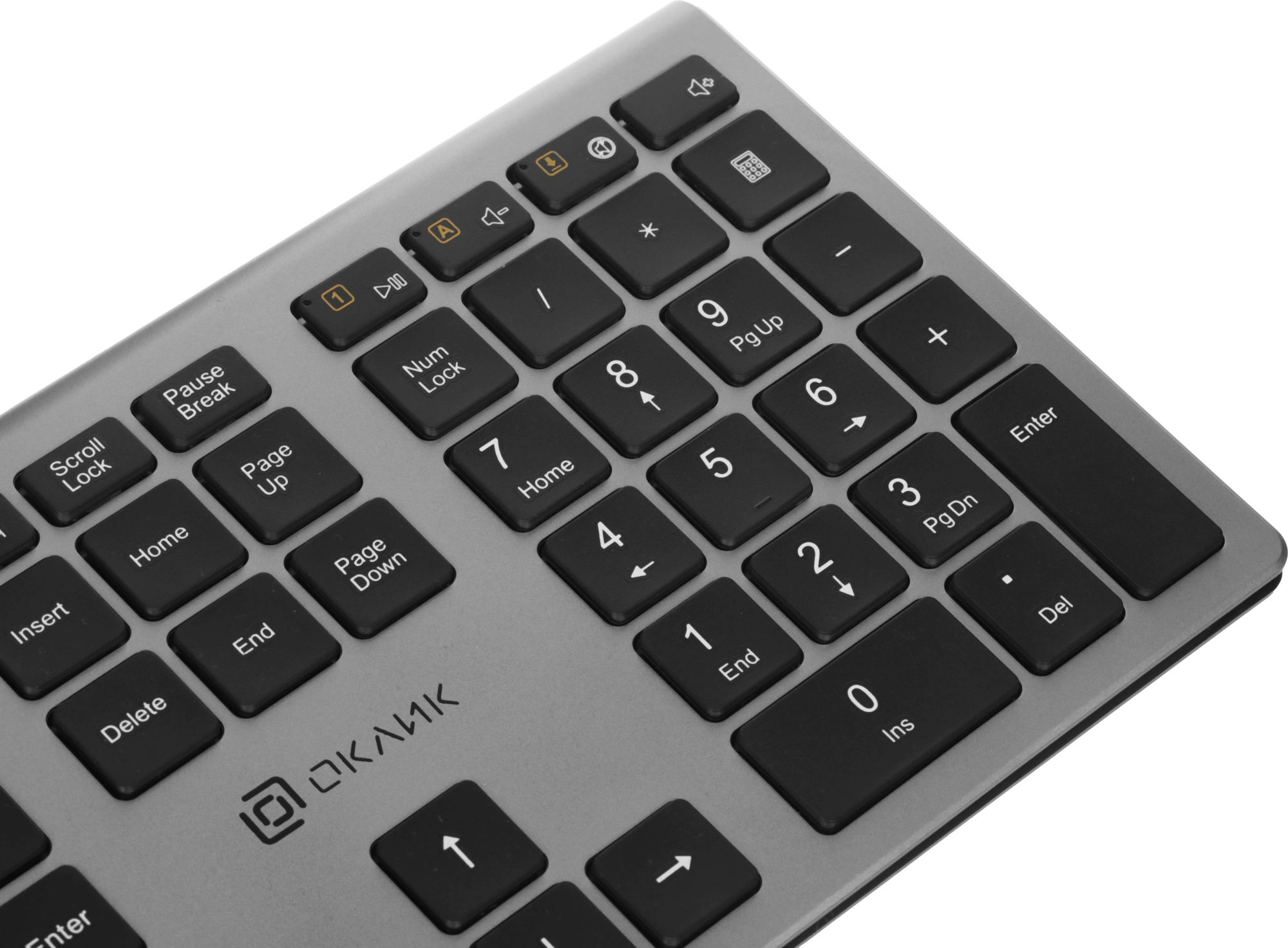 Клавиатура Оклик 890S серый/черный USB slim Multimedia (1784239) кабель 1.6м — миниатюра 15