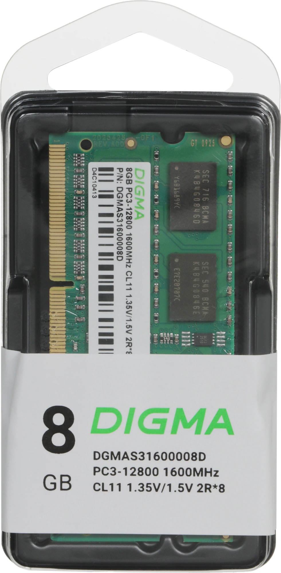 Память DDR3 8GB 1600MHz Digma DGMAS31600008D RTL PC3-12800 CL11 SO-DIMM 204-pin 1.35В dual rank Ret — миниатюра 3