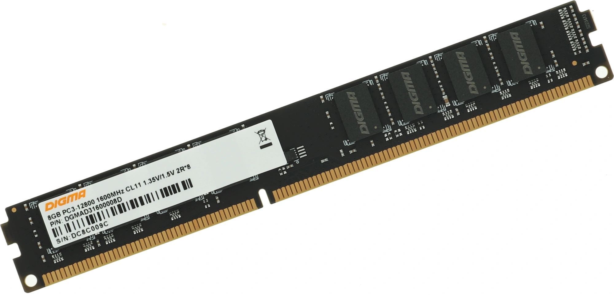 Память DDR3 8GB 1600MHz Digma DGMAD31600008D RTL PC3-12800 CL11 DIMM UDIMM 240-pin 1.35В dual rank Ret — миниатюра 2
