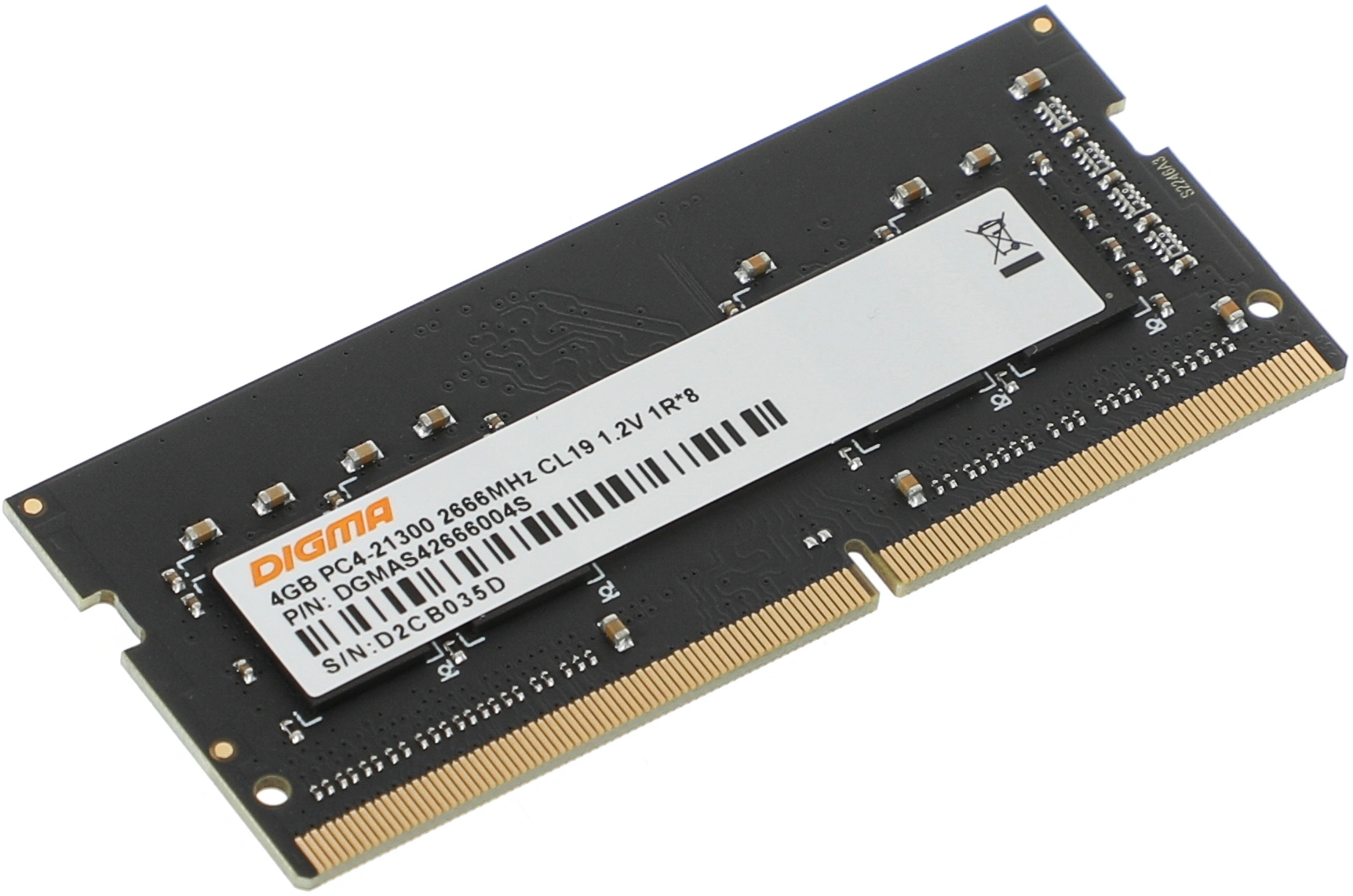 Память DDR4 4Gb 2666MHz Digma DGMAS42666004S RTL PC4-21300 CL19 SO-DIMM 260-pin 1.2В single rank Ret — миниатюра 4