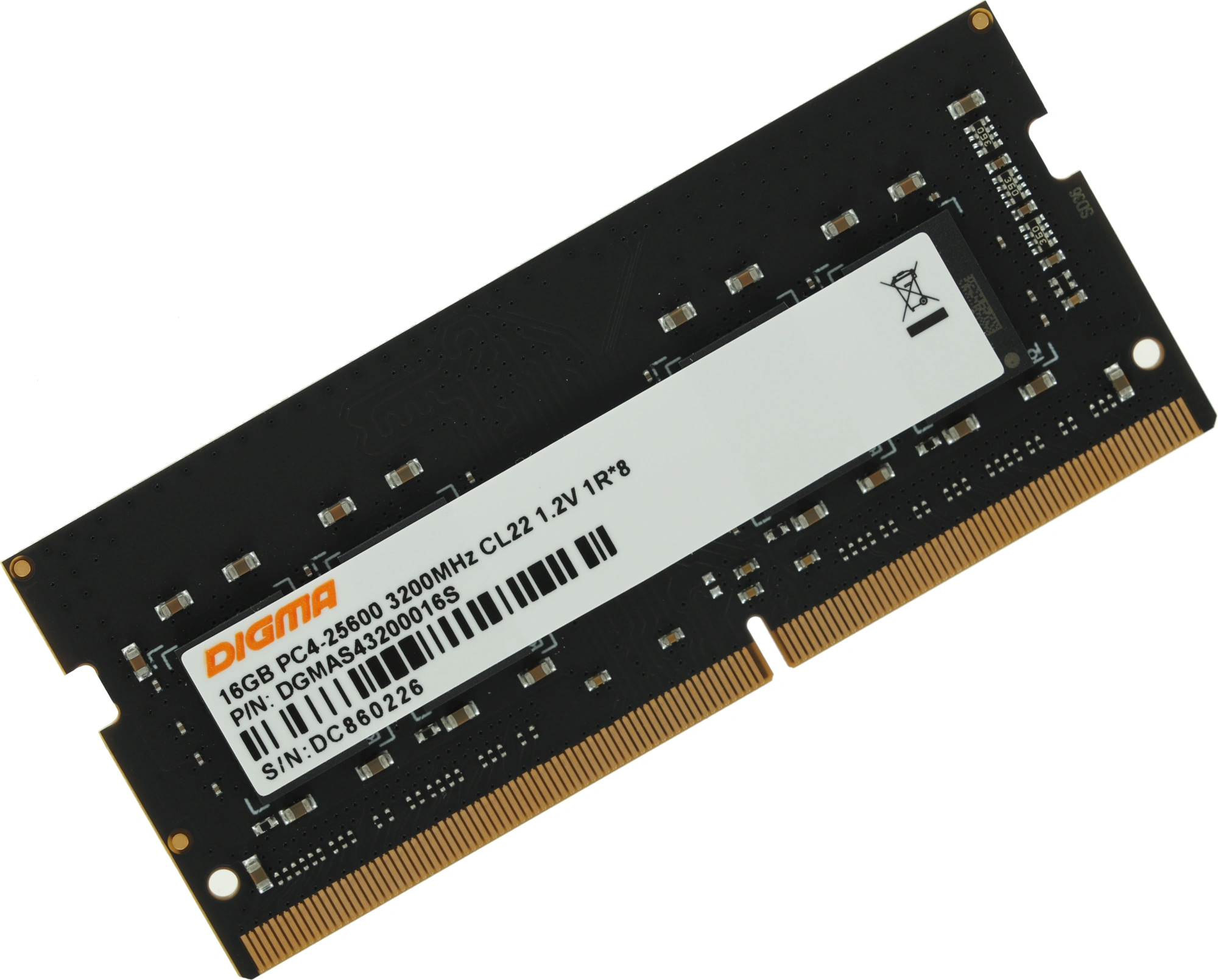 Память DDR4 16Gb 3200MHz Digma DGMAS43200016S RTL PC4-25600 CL22 SO-DIMM 260-pin 1.2В single rank Ret — миниатюра 2