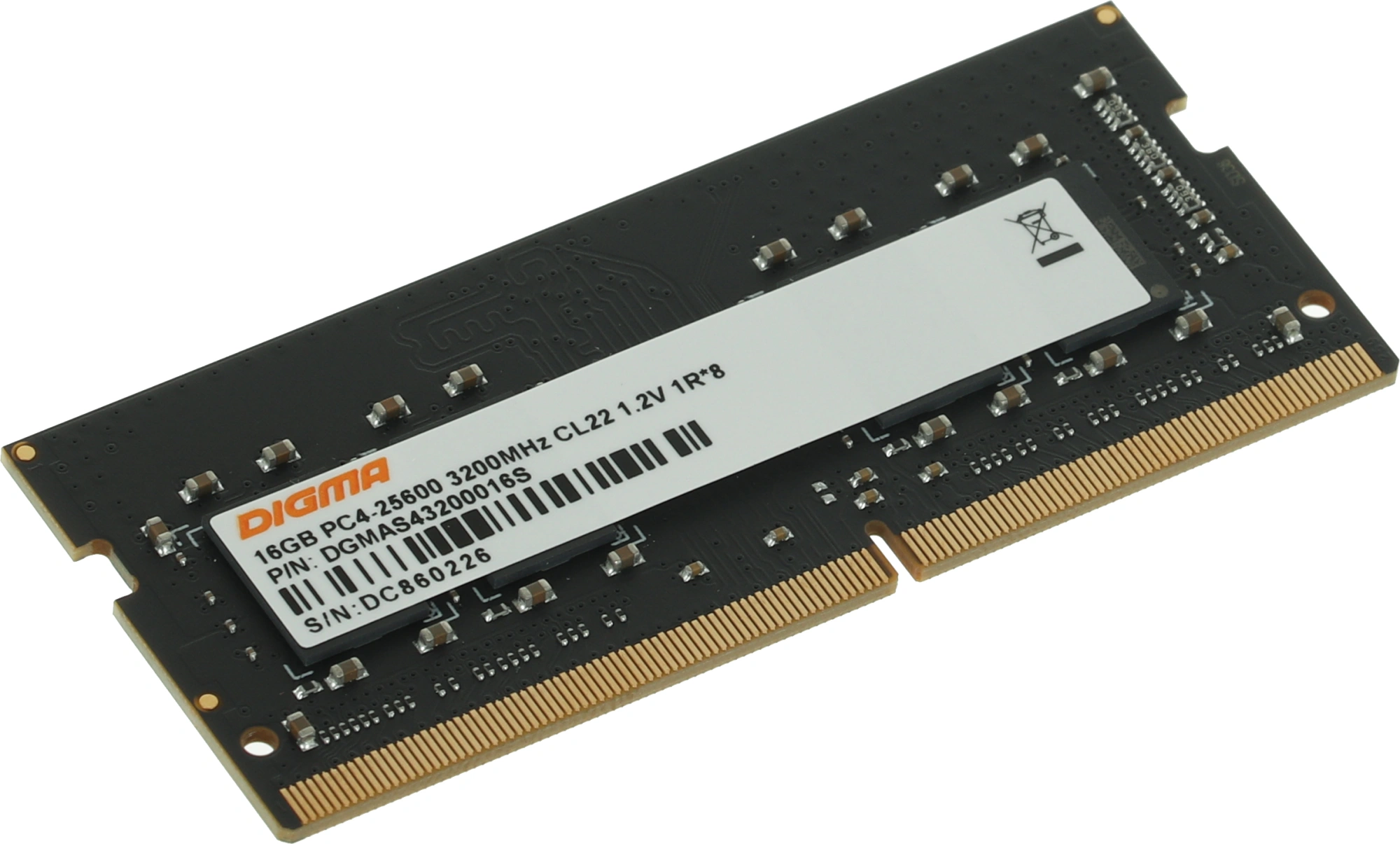 Память DDR4 16Gb 3200MHz Digma DGMAS43200016S RTL PC4-25600 CL22 SO-DIMM 260-pin 1.2В single rank Ret — миниатюра 3