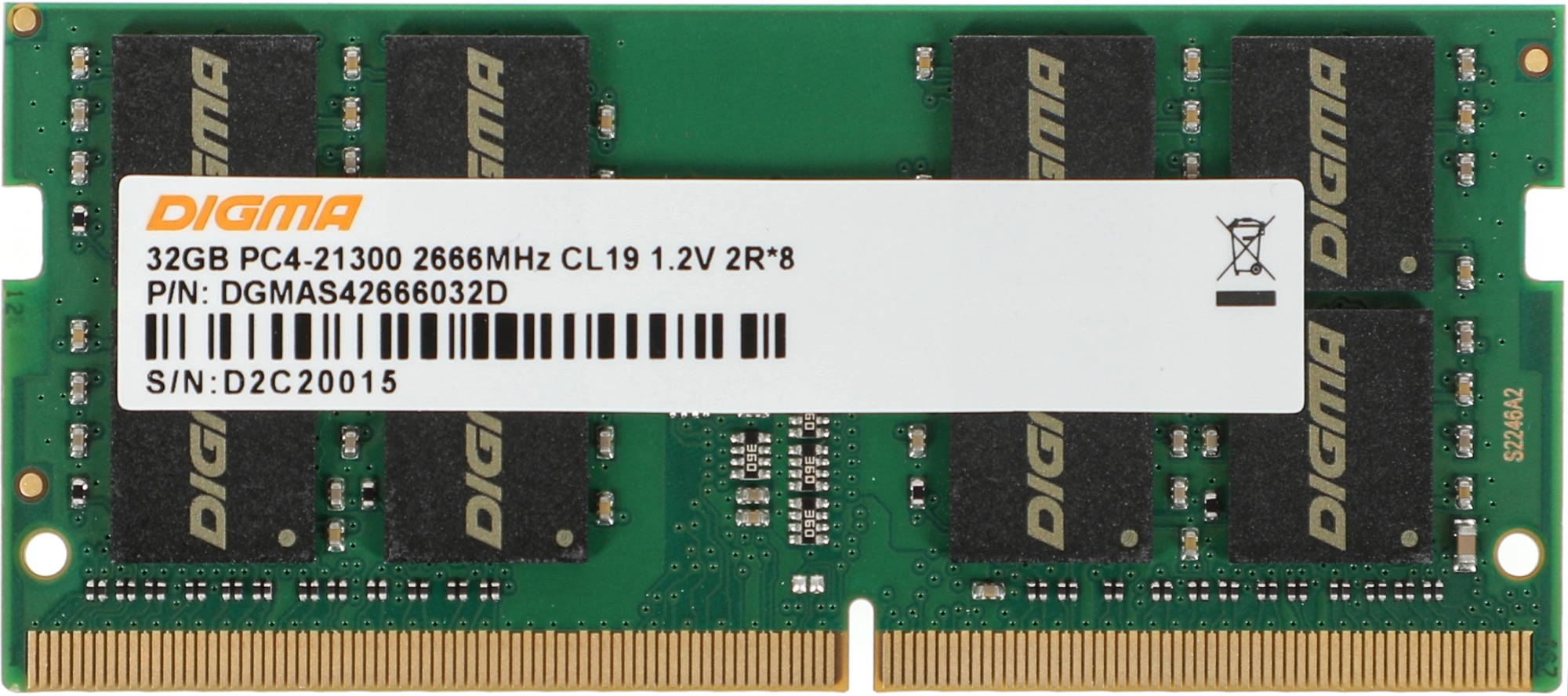 Память DDR4 32Gb 2666MHz Digma DGMAS42666032D RTL PC4-21300 CL19 SO-DIMM 260-pin 1.2В dual rank Ret — миниатюра 7