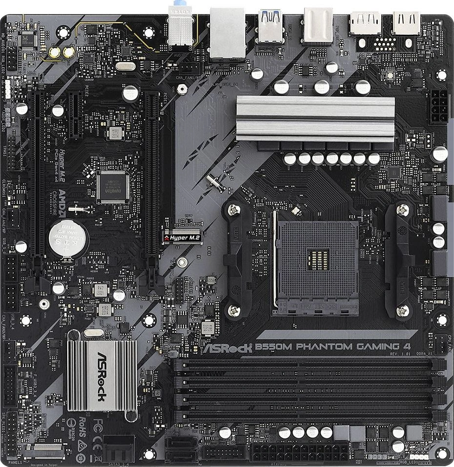 Материнская плата Asrock B550M PHANTOM GAMING 4 Soc-AM4 AMD B550 4xDDR4 mATX AC`97 8ch(7.1) GbLAN RAID+HDMI+DP — миниатюра 5