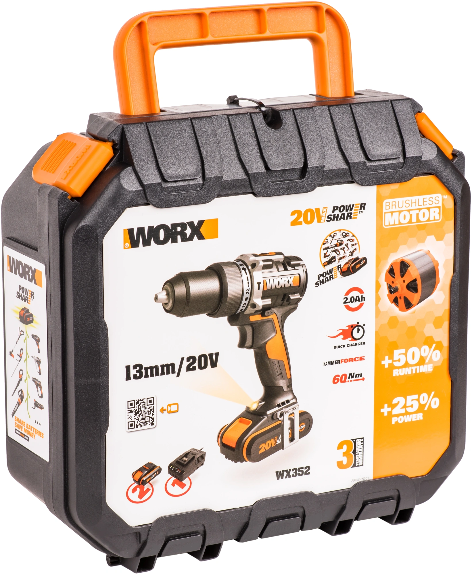 Дрель-шуруповерт Worx WX352 аккум. патрон:быстрозажимной (кейс в комплекте) — миниатюра 9