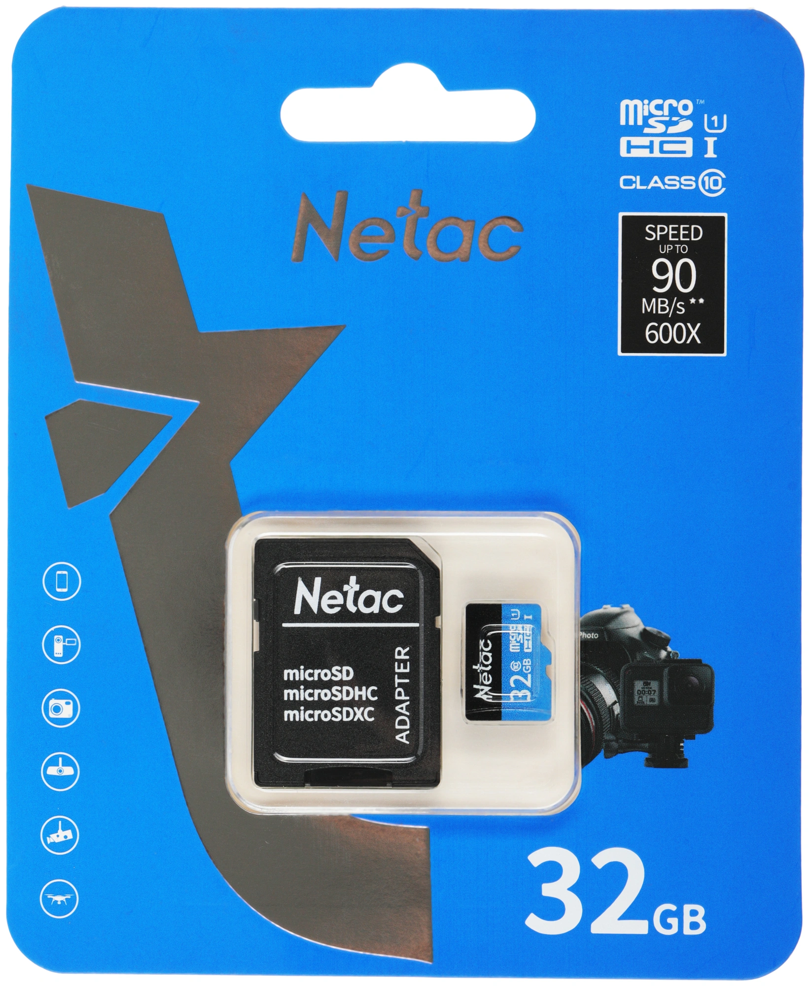 Флеш карта microSDHC 32GB Netac NT02P500STN-032G-R P500 + adapter — миниатюра 2
