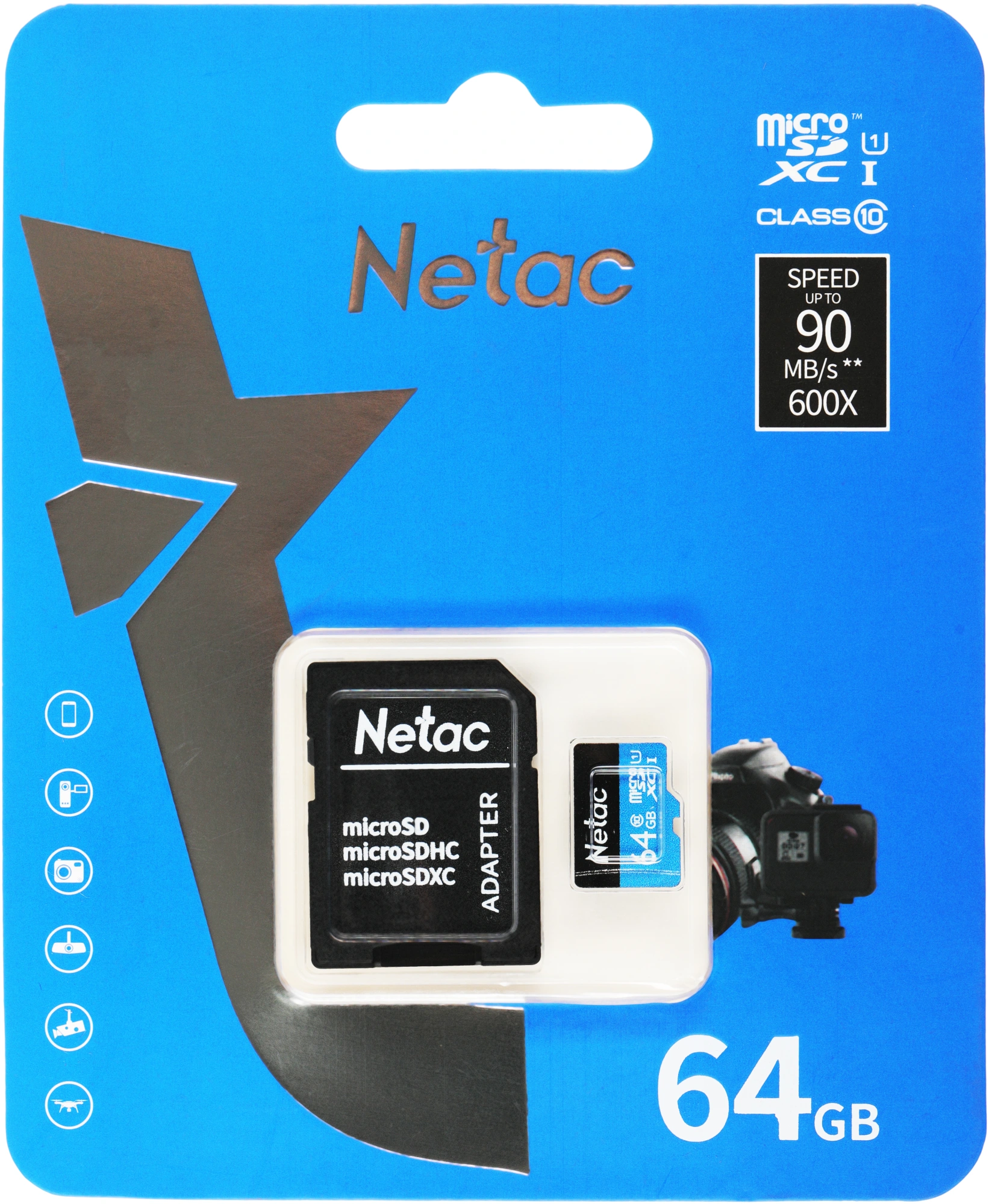 Флеш карта microSDXC 64GB Netac NT02P500STN-064G-R P500 + adapter — миниатюра 2
