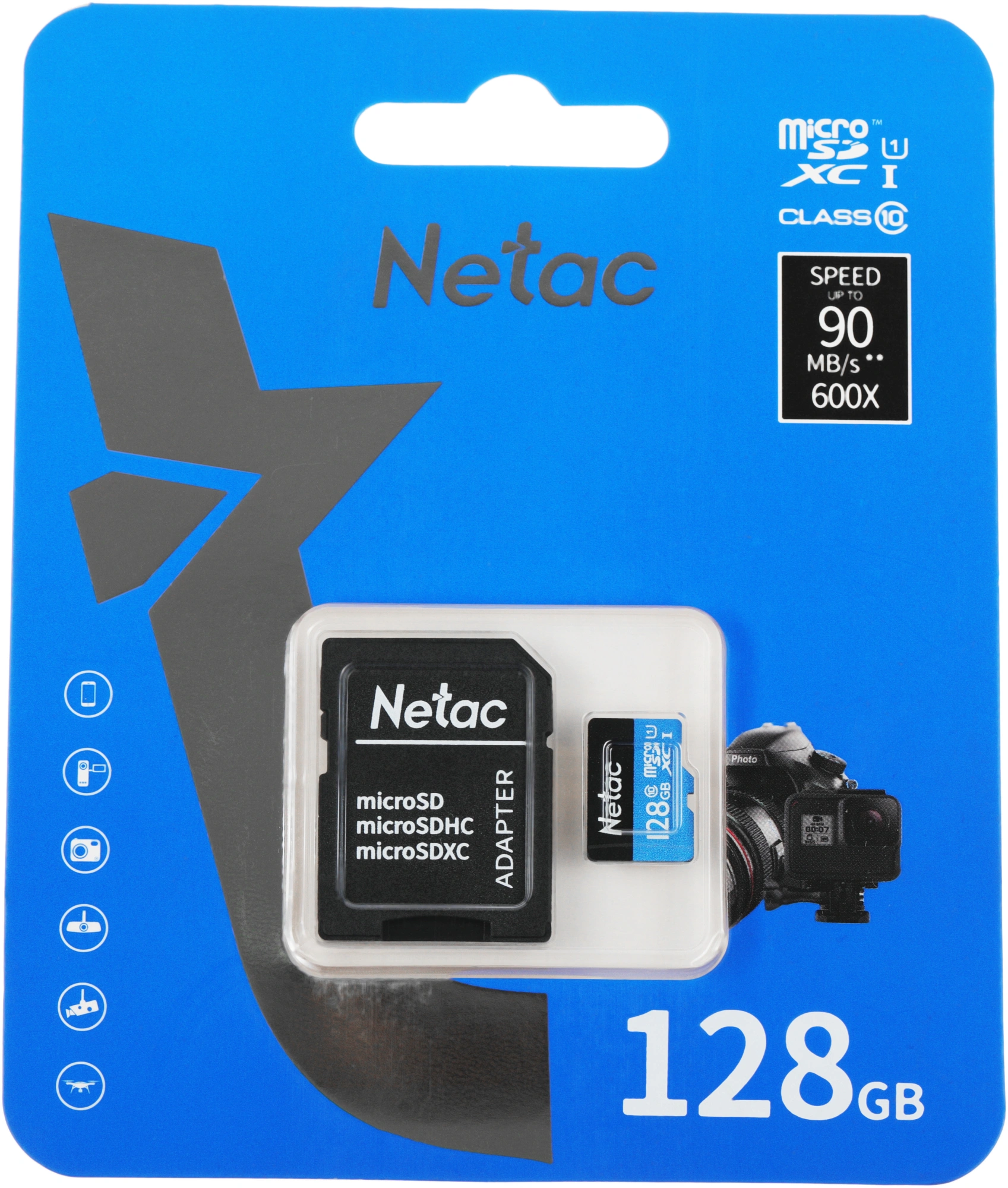 Флеш карта microSDXC 128GB Netac NT02P500STN-128G-R P500 + adapter — миниатюра 2