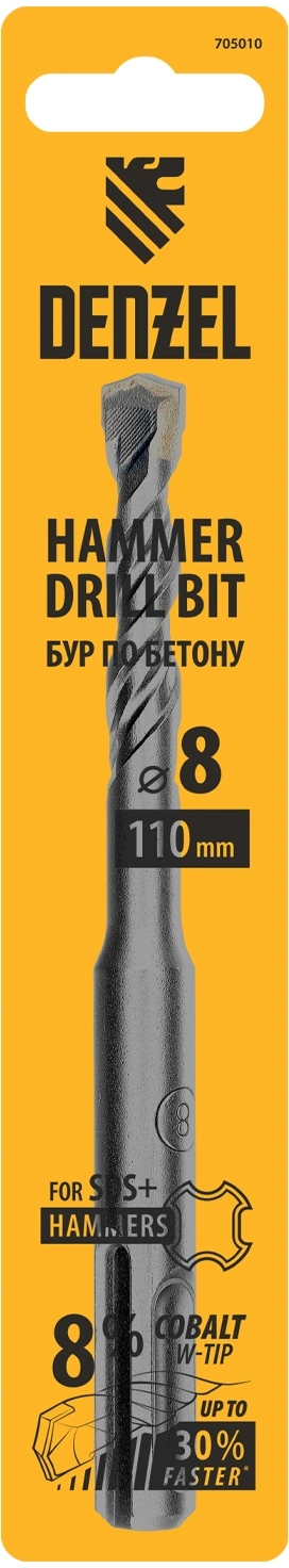 Бур Denzel 705010 по бетону Д=8мм Дл=110мм (1пред.) для перфораторов — миниатюра 4