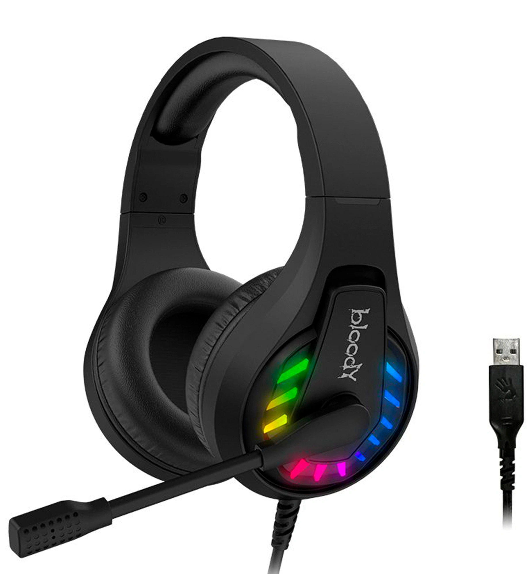 Наушники с микрофоном A4Tech Bloody G230 черный 2м накладные USB оголовье (G230) — миниатюра 8