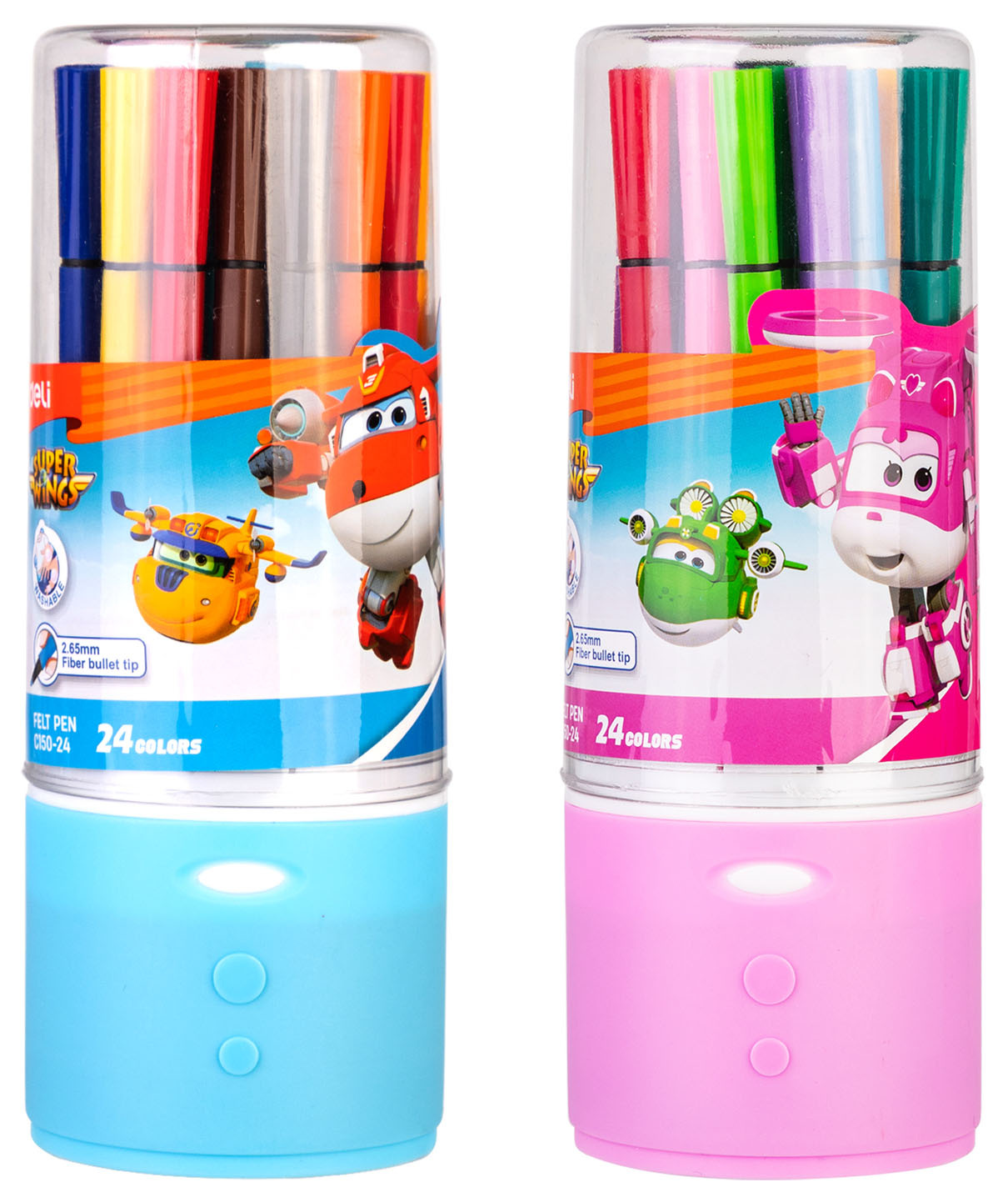 Фломастеры Deli EC150-24 Super Wings 24цв. пластиковая туба