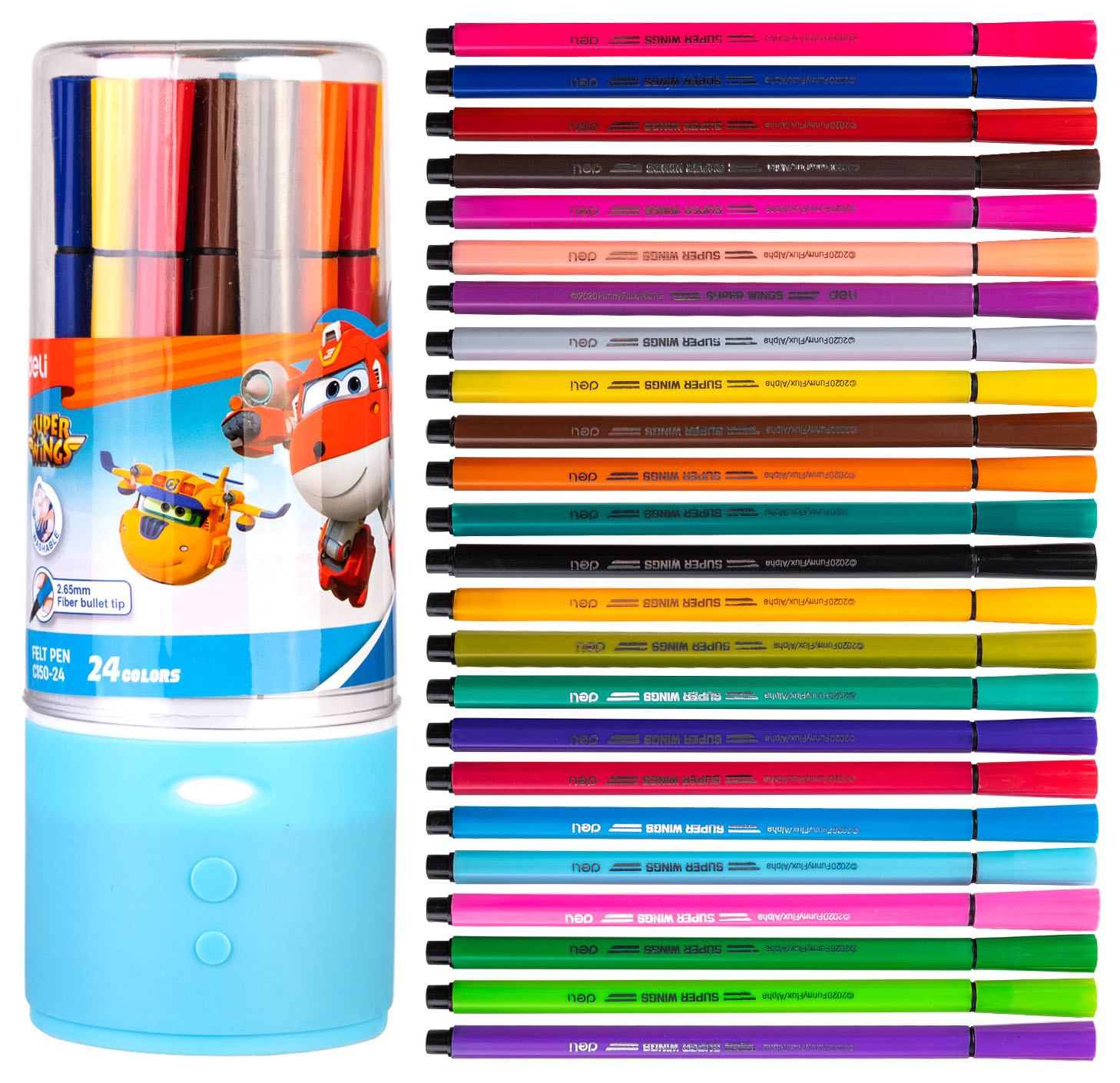 Фломастеры Deli EC150-24 Super Wings 24цв. пластиковая туба — миниатюра 2