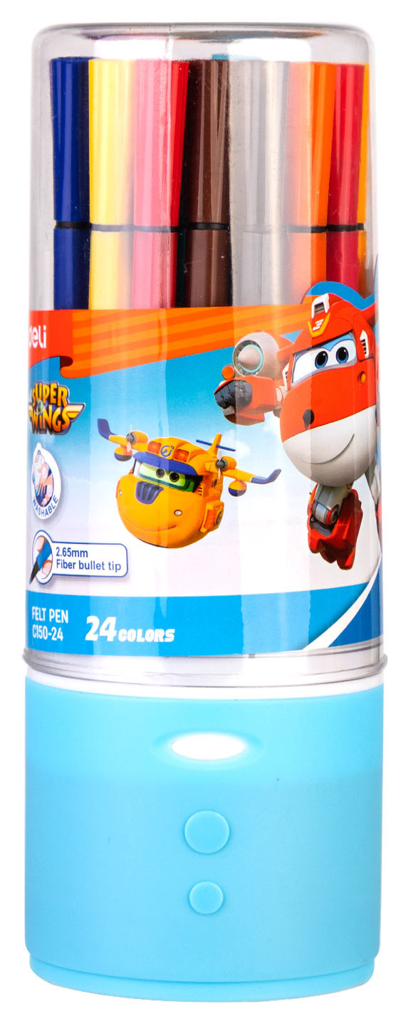 Фломастеры Deli EC150-24 Super Wings 24цв. пластиковая туба — миниатюра 3