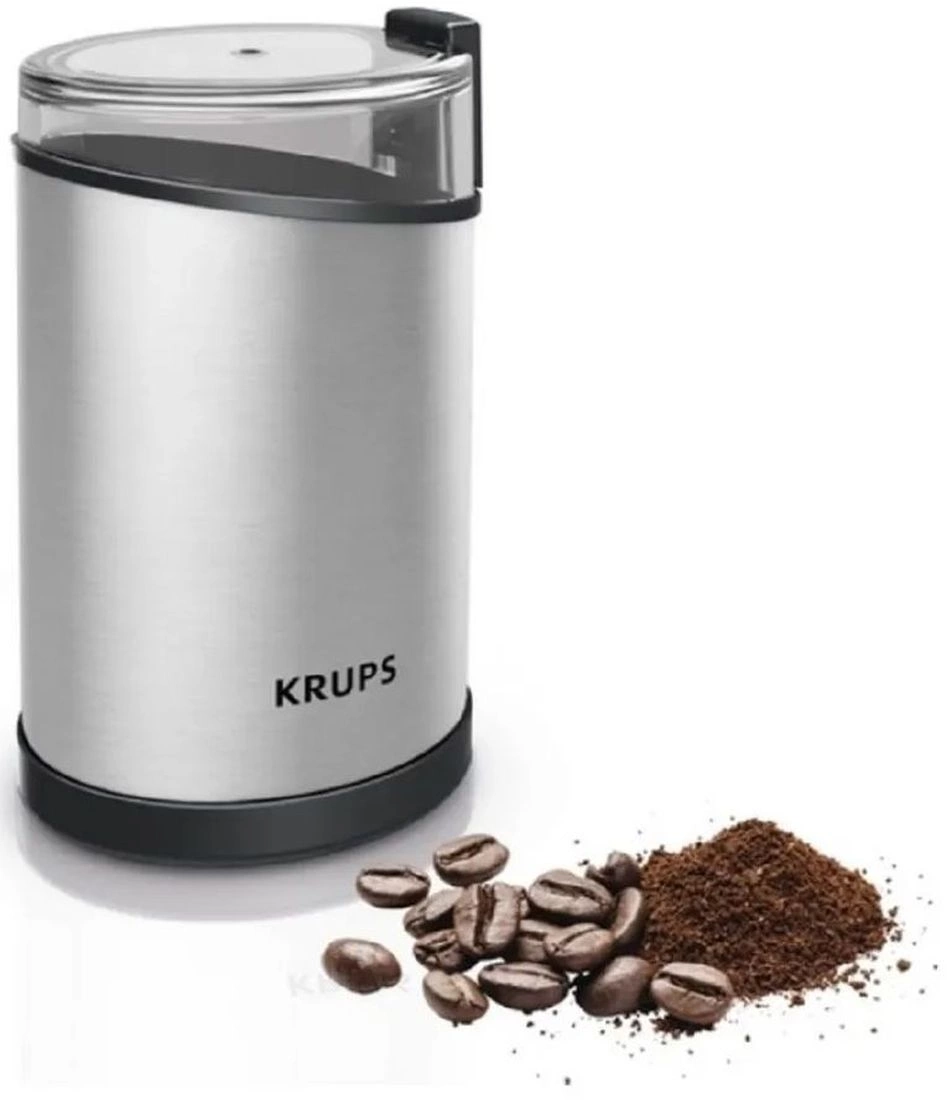 Кофемолка Krups GX204D10 200Вт сист.помол.:ротац.нож вместим.:85гр серебристый/черный — миниатюра 3