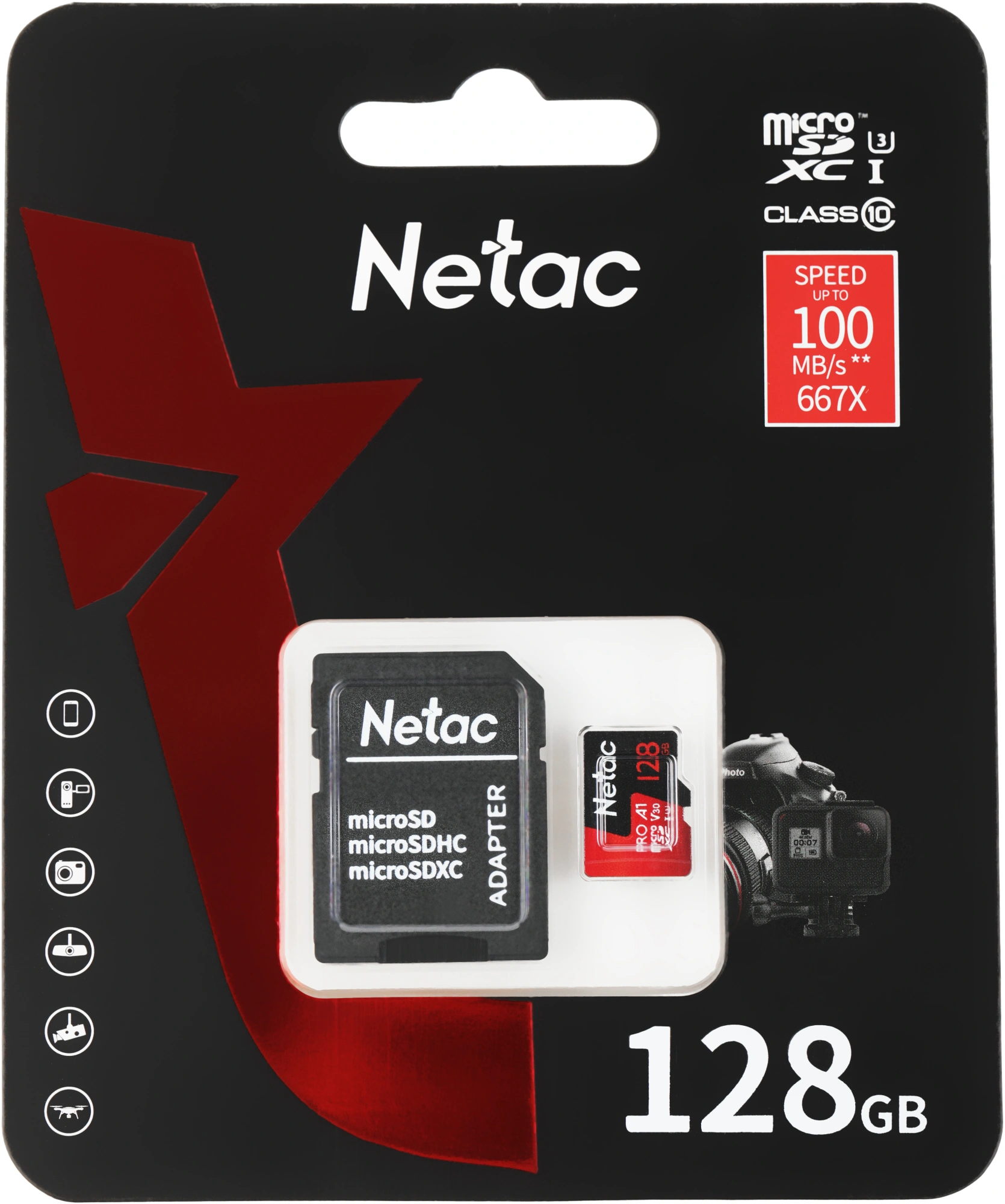 Флеш карта microSDXC 128GB Netac NT02P500PRO-128G-R P500 Extreme Pro + adapter — миниатюра 2