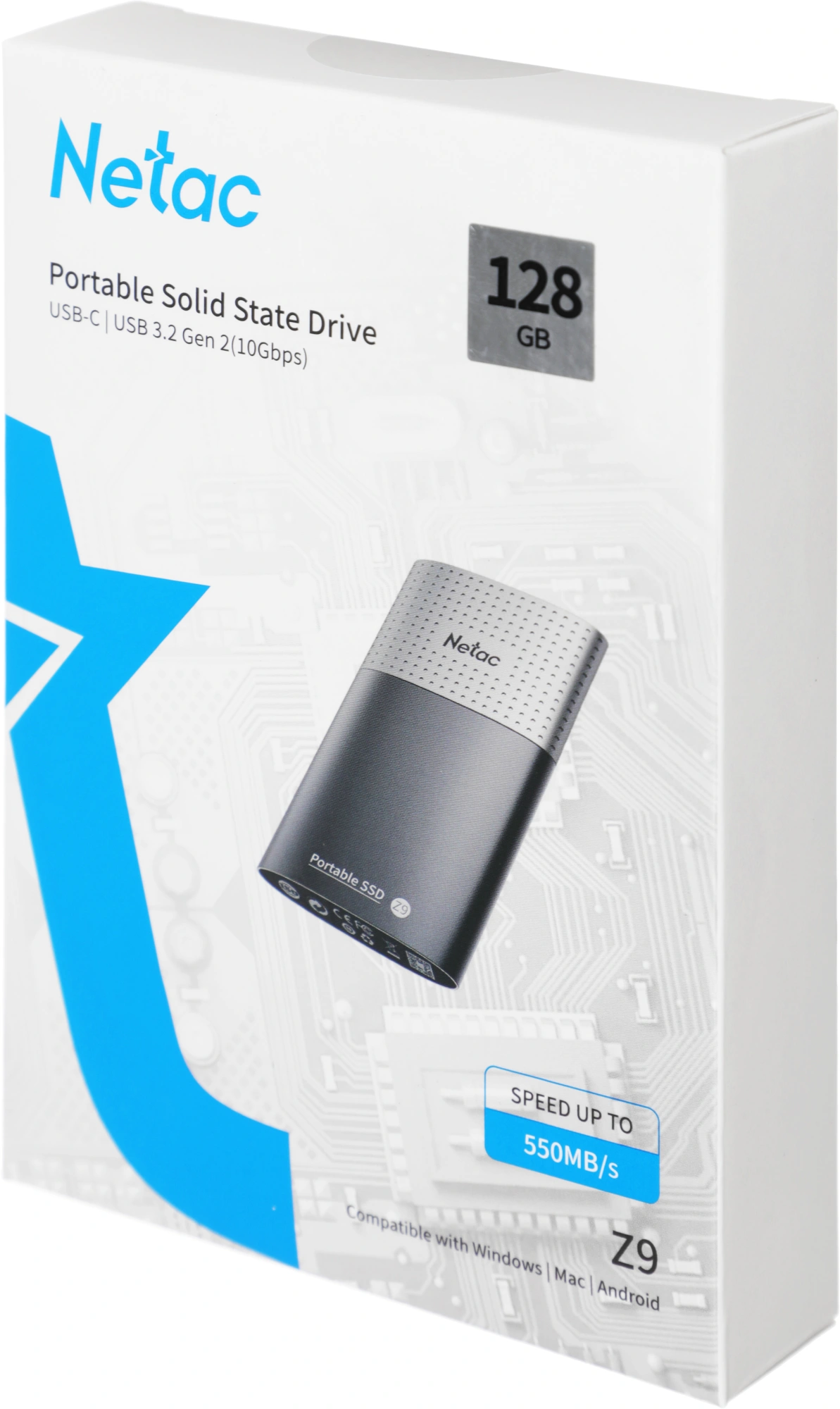 Накопитель SSD Netac USB-C 128GB NT01Z9-128G-32BK Z9 черный — миниатюра 9